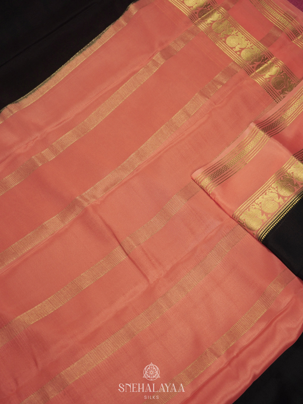 Black Mysore Crepe Silk Saree