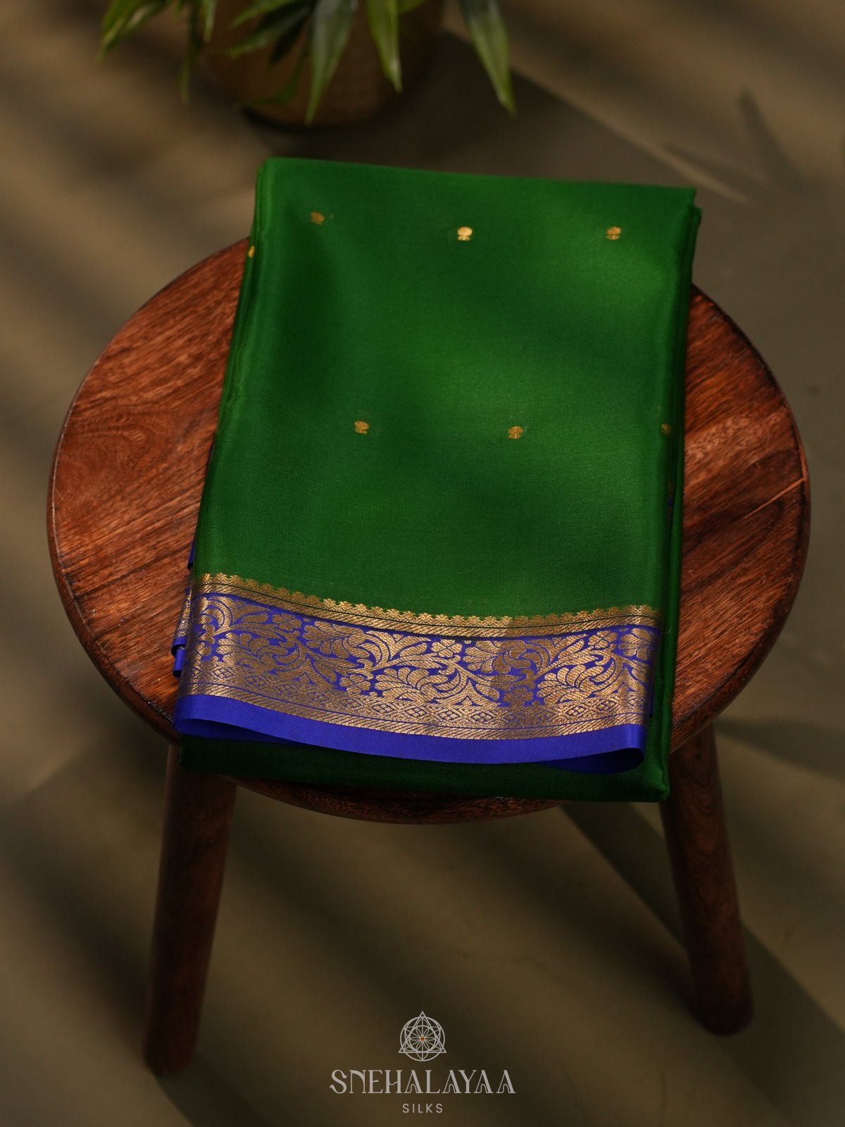 Emerald Green Mysore Crepe Silk Saree