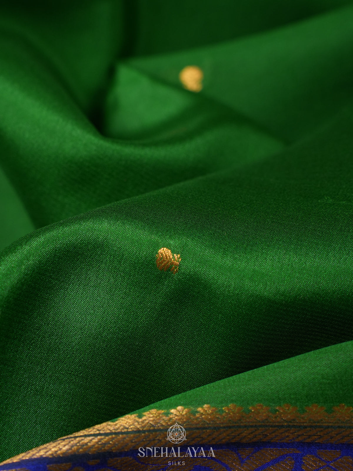 Emerald Green Mysore Crepe Silk Saree