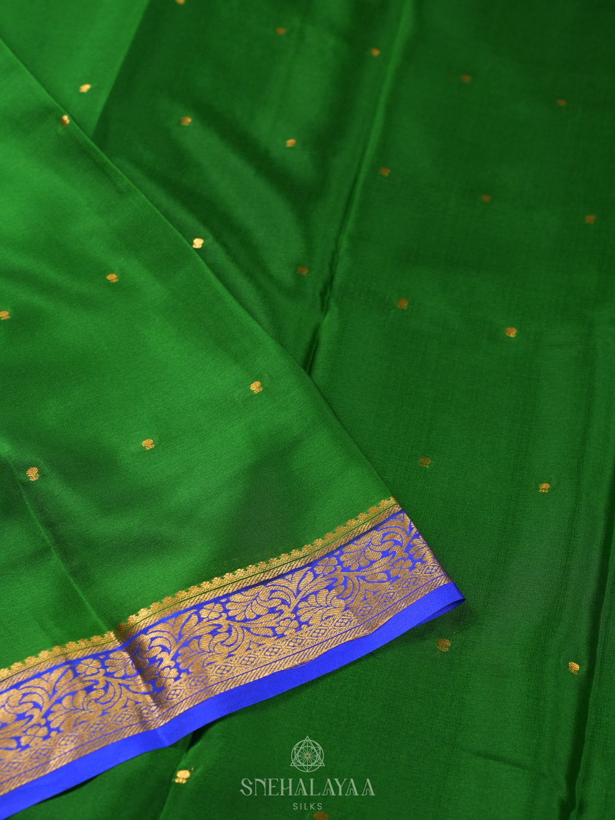 Emerald Green Mysore Crepe Silk Saree
