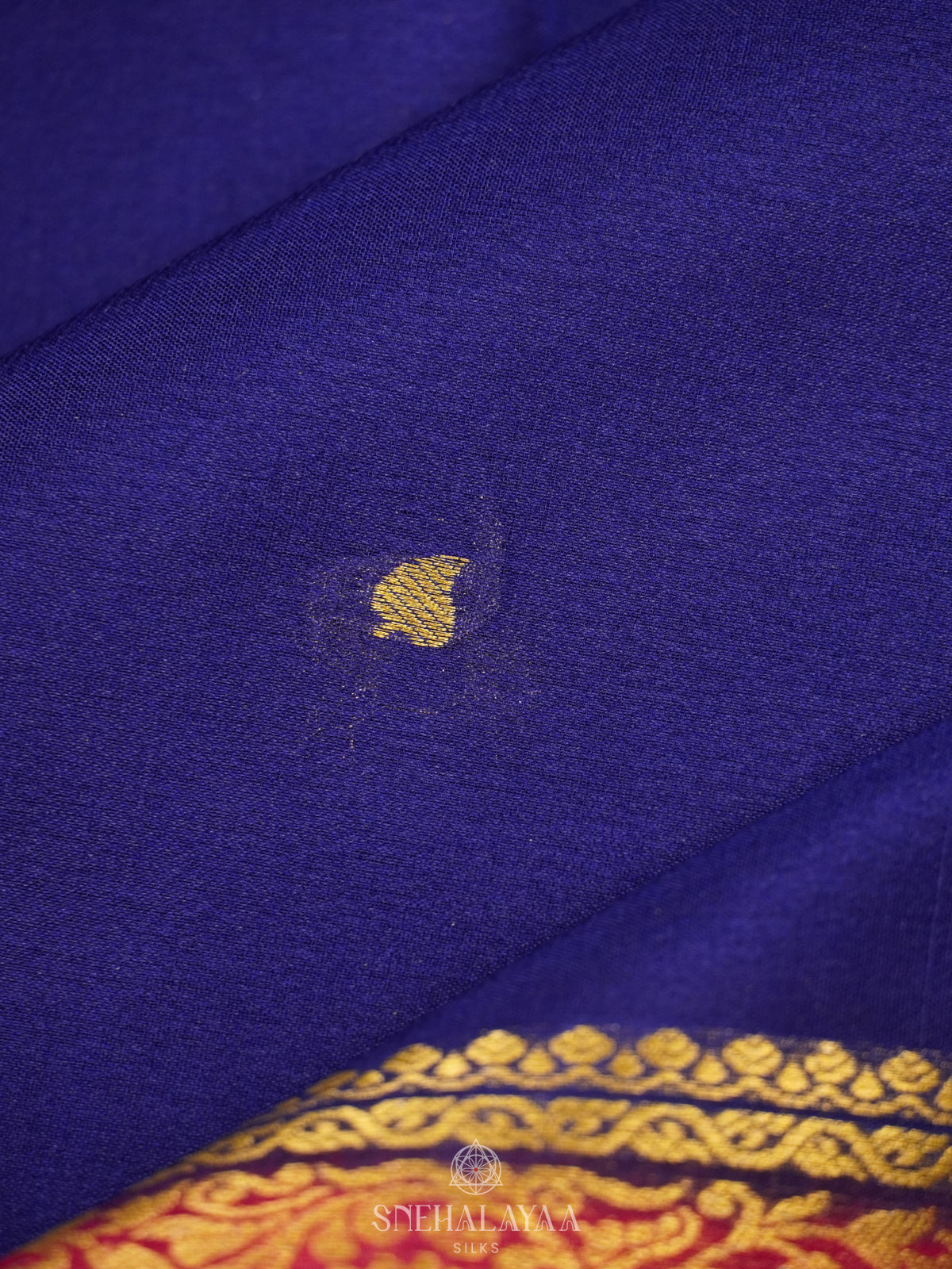 Navy Blue Mysore Crepe Silk Saree