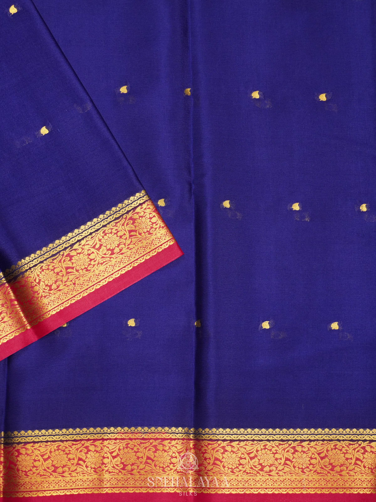 Navy Blue Mysore Crepe Silk Saree
