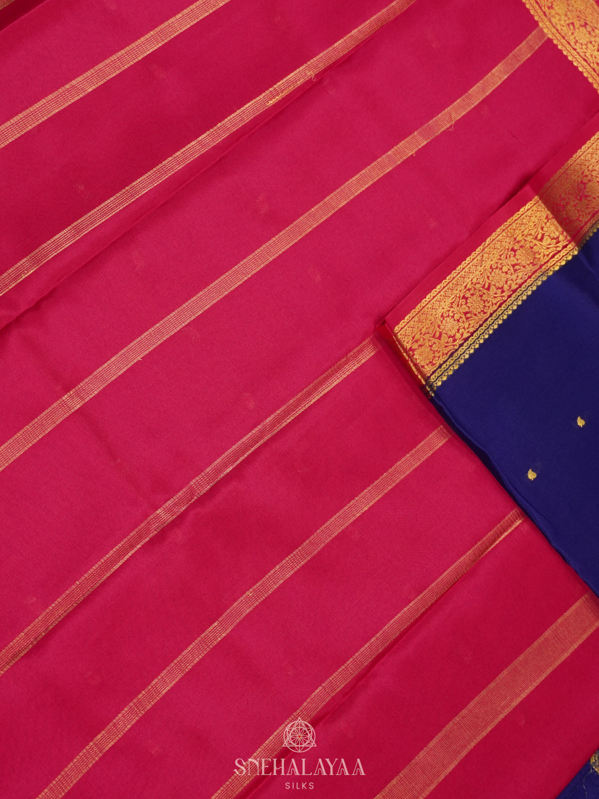 Navy Blue Mysore Crepe Silk Saree
