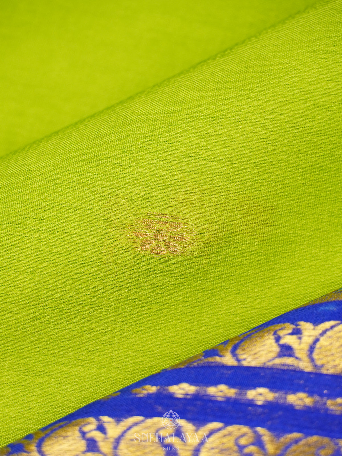 Lime Green Mysore Crepe Silk Saree