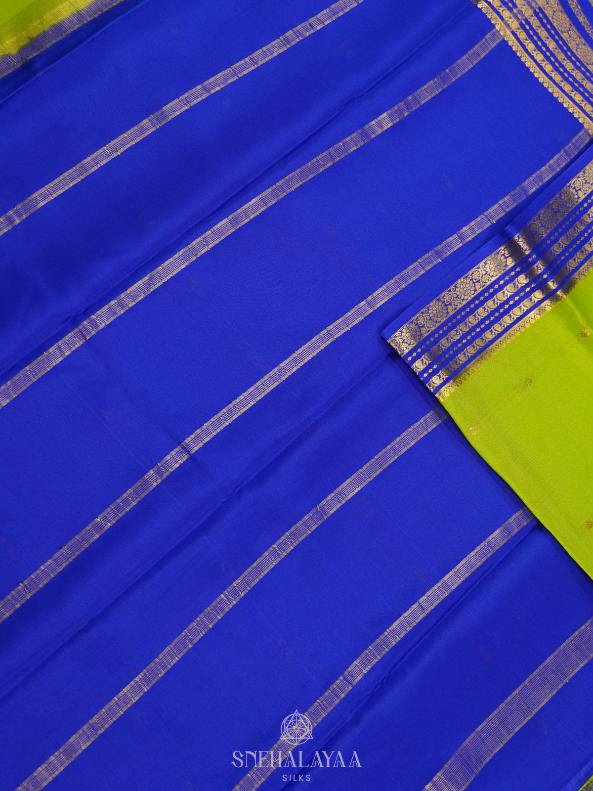 Lime Green Mysore Crepe Silk Saree