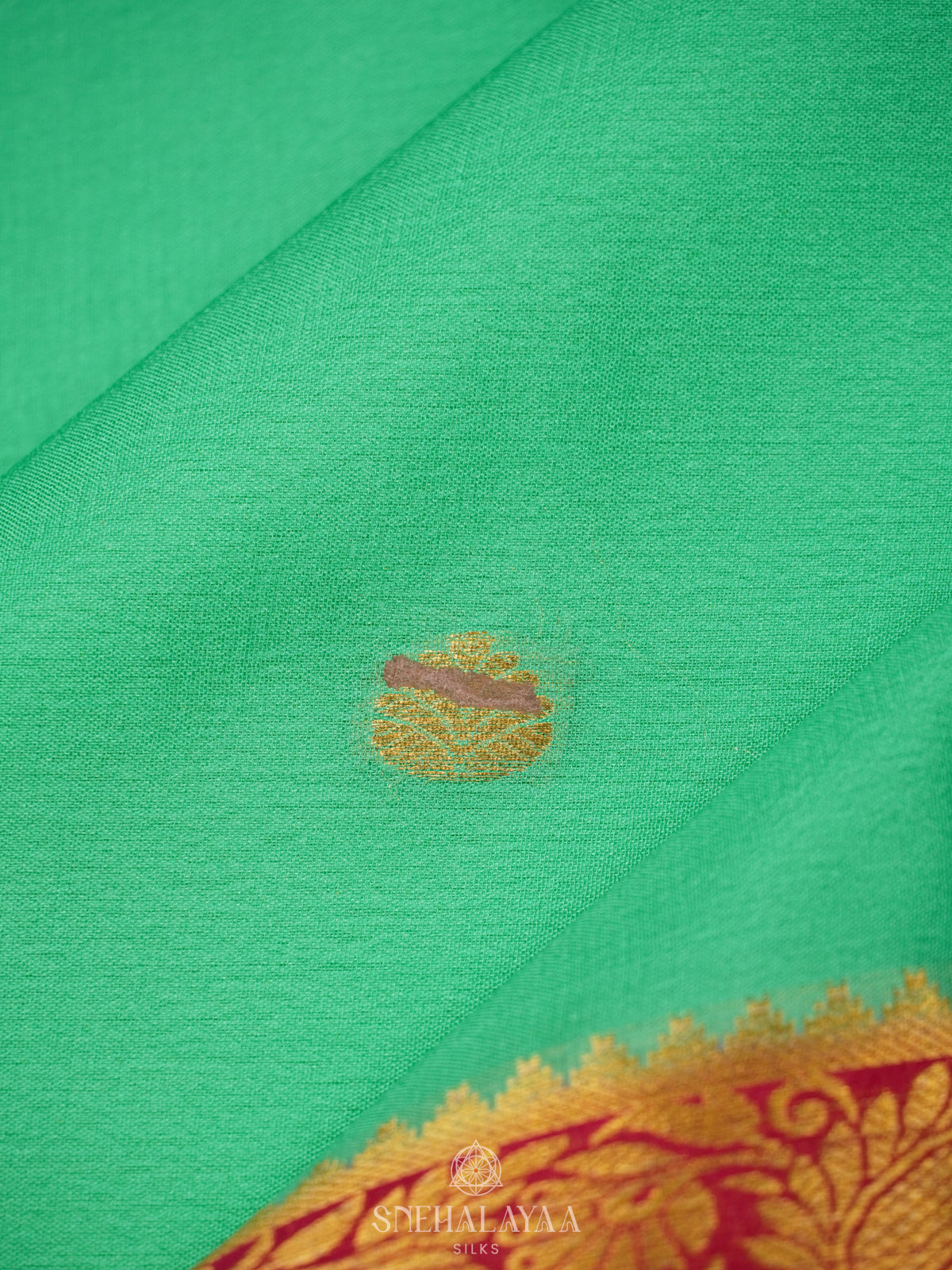 Mint Green Mysore Crepe Silk Saree