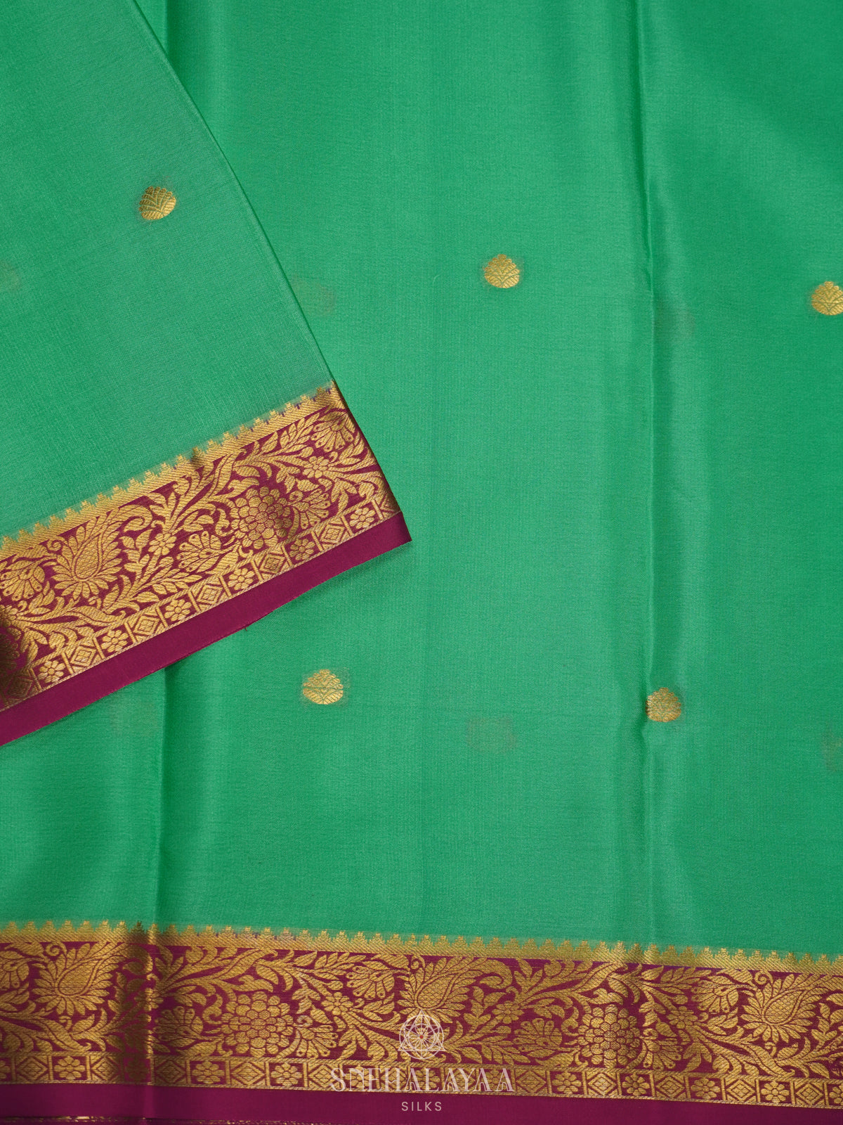 Mint Green Mysore Crepe Silk Saree
