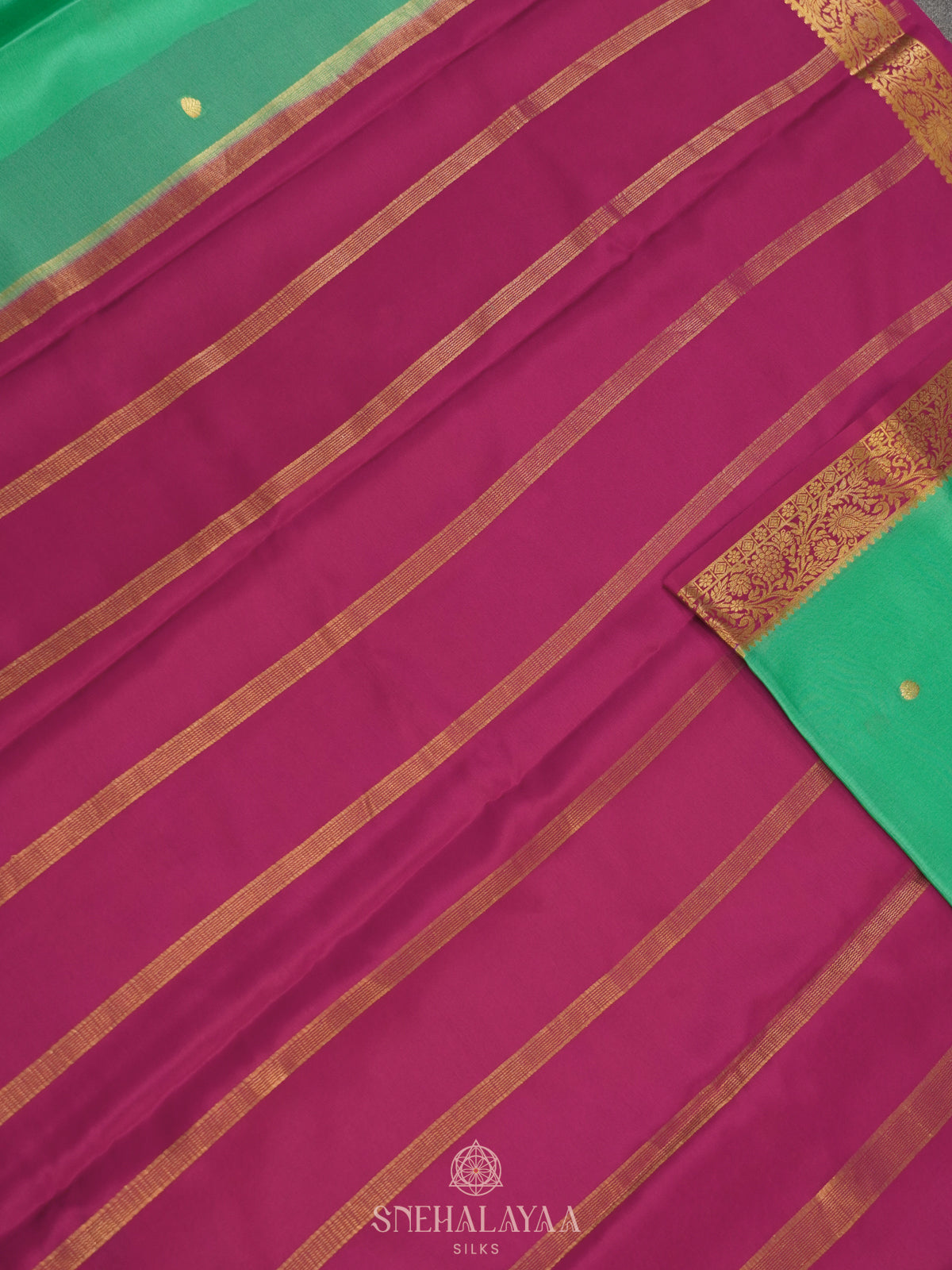Mint Green Mysore Crepe Silk Saree