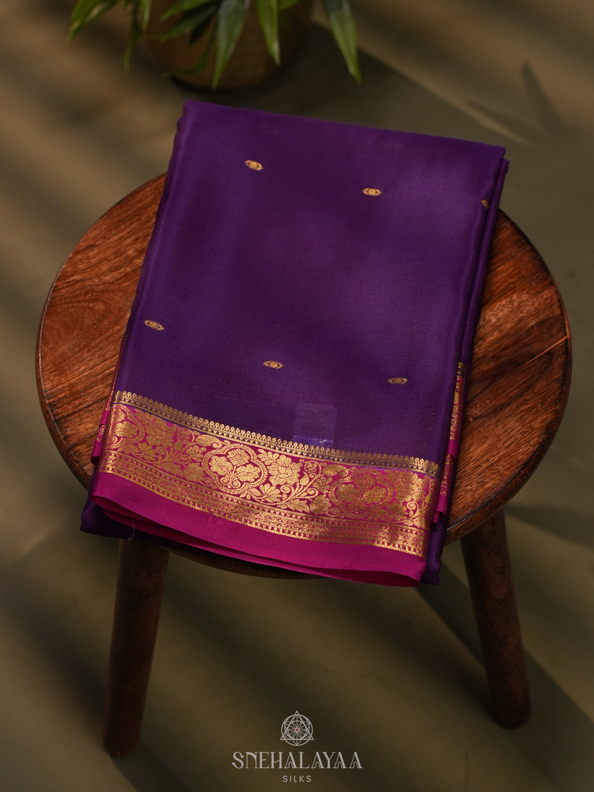 Purple Mysore Crepe Silk Saree