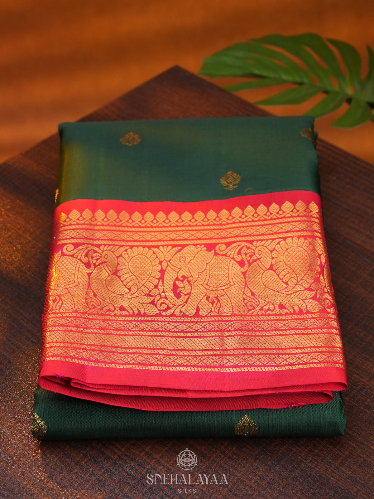 Forest Green Kanjivaram Silk Saree