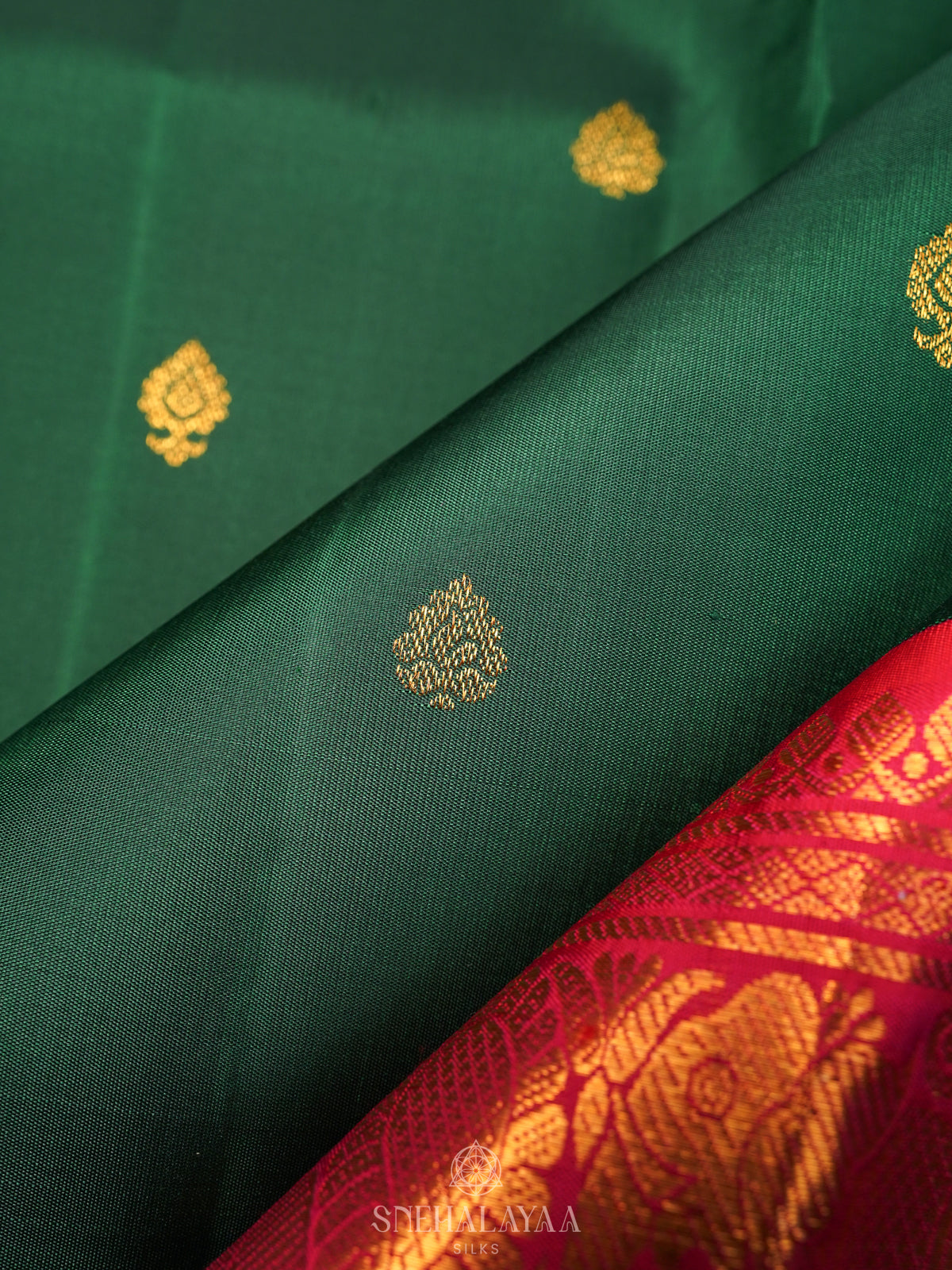 Forest Green Kanjivaram Silk Saree
