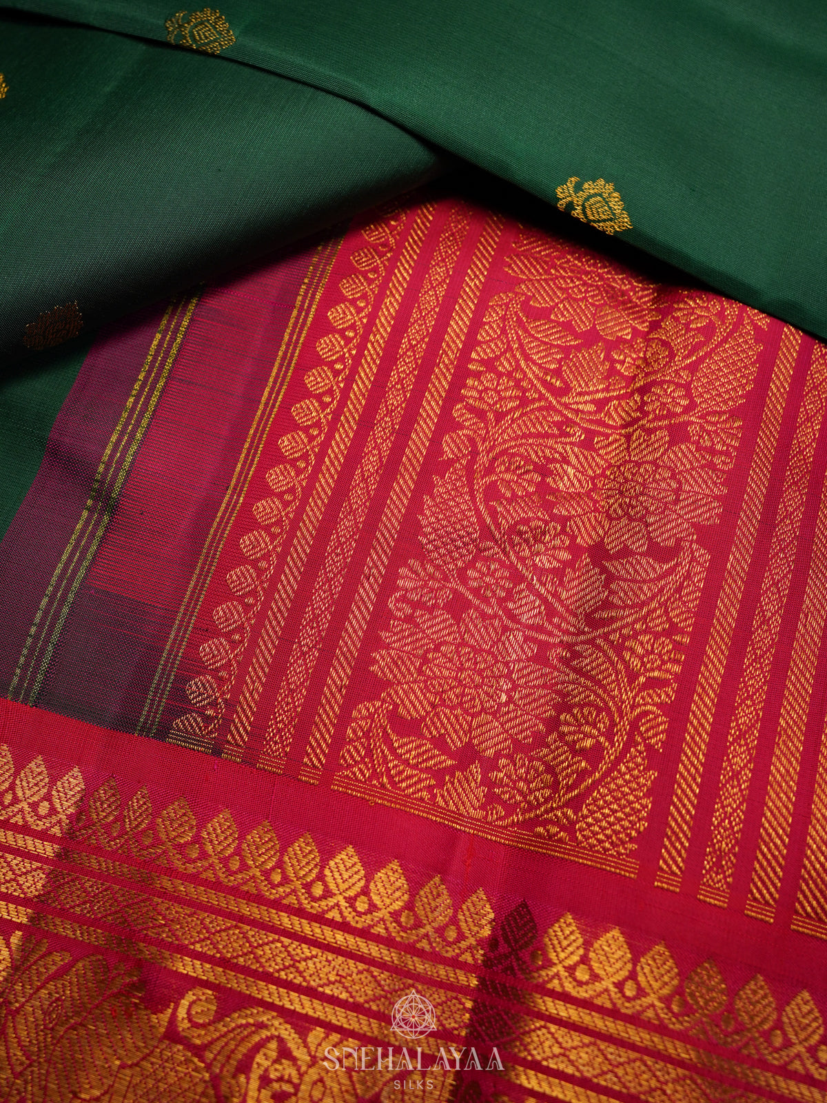 Forest Green Kanjivaram Silk Saree