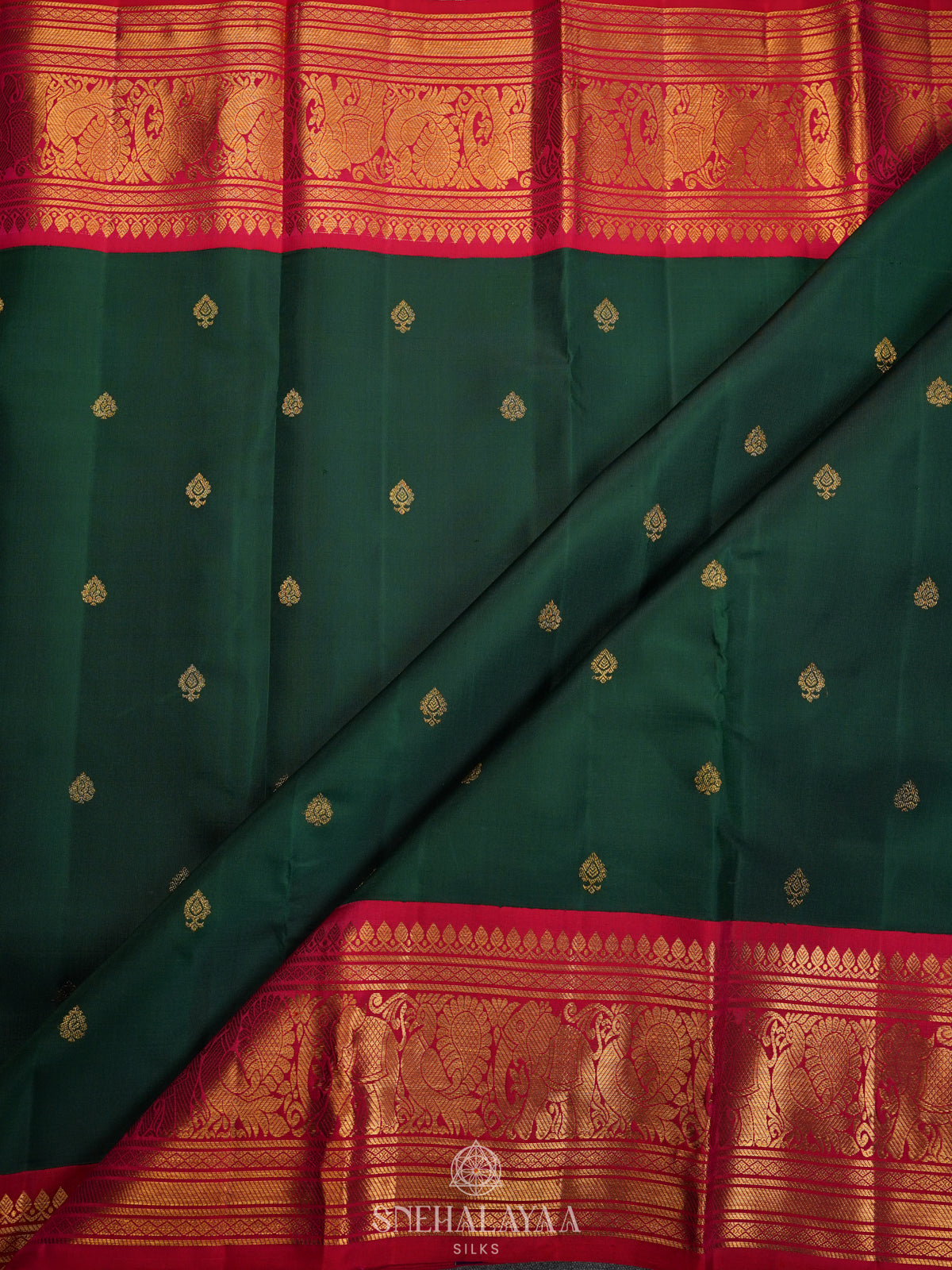 Forest Green Kanjivaram Silk Saree