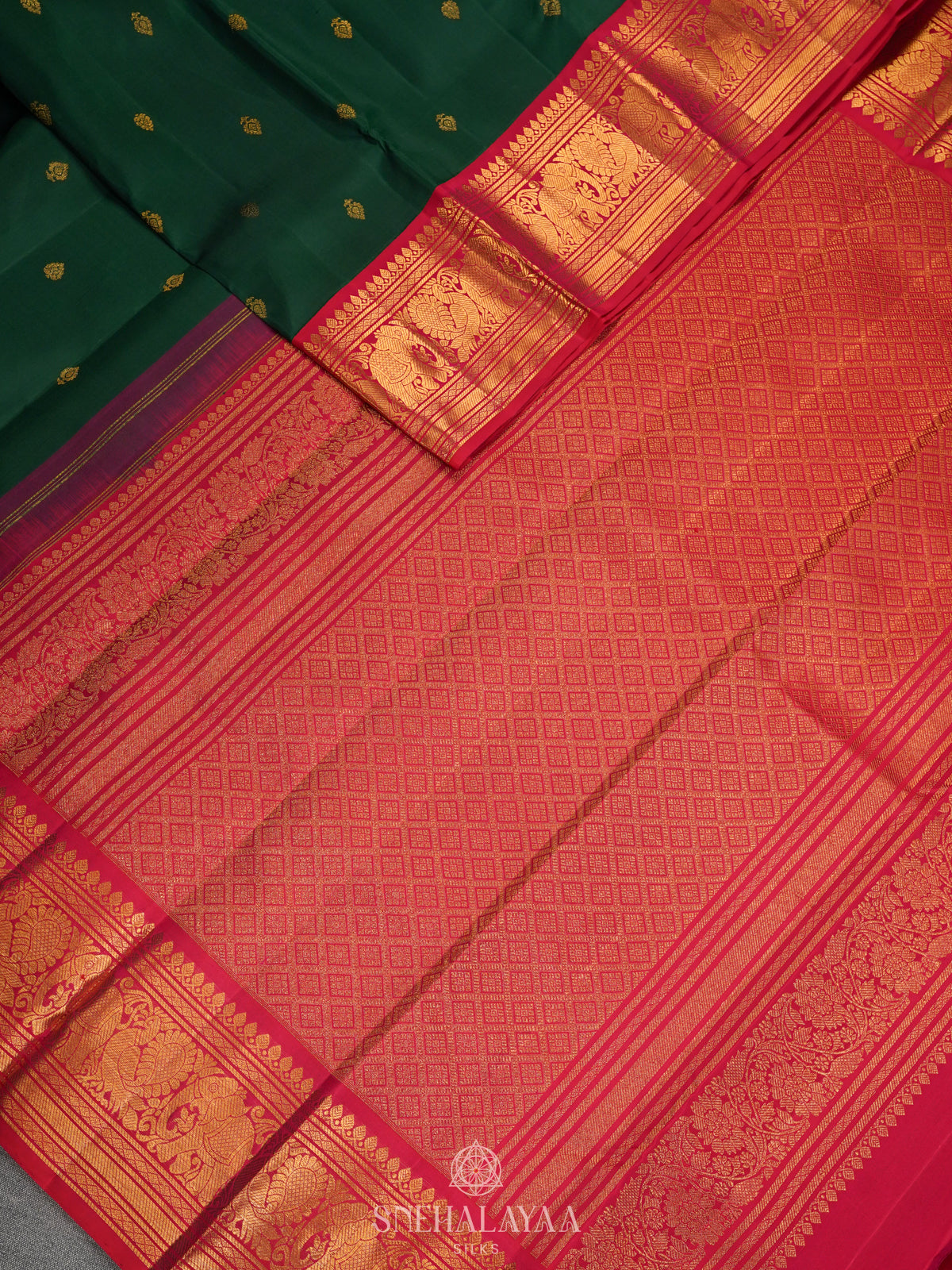 Forest Green Kanjivaram Silk Saree
