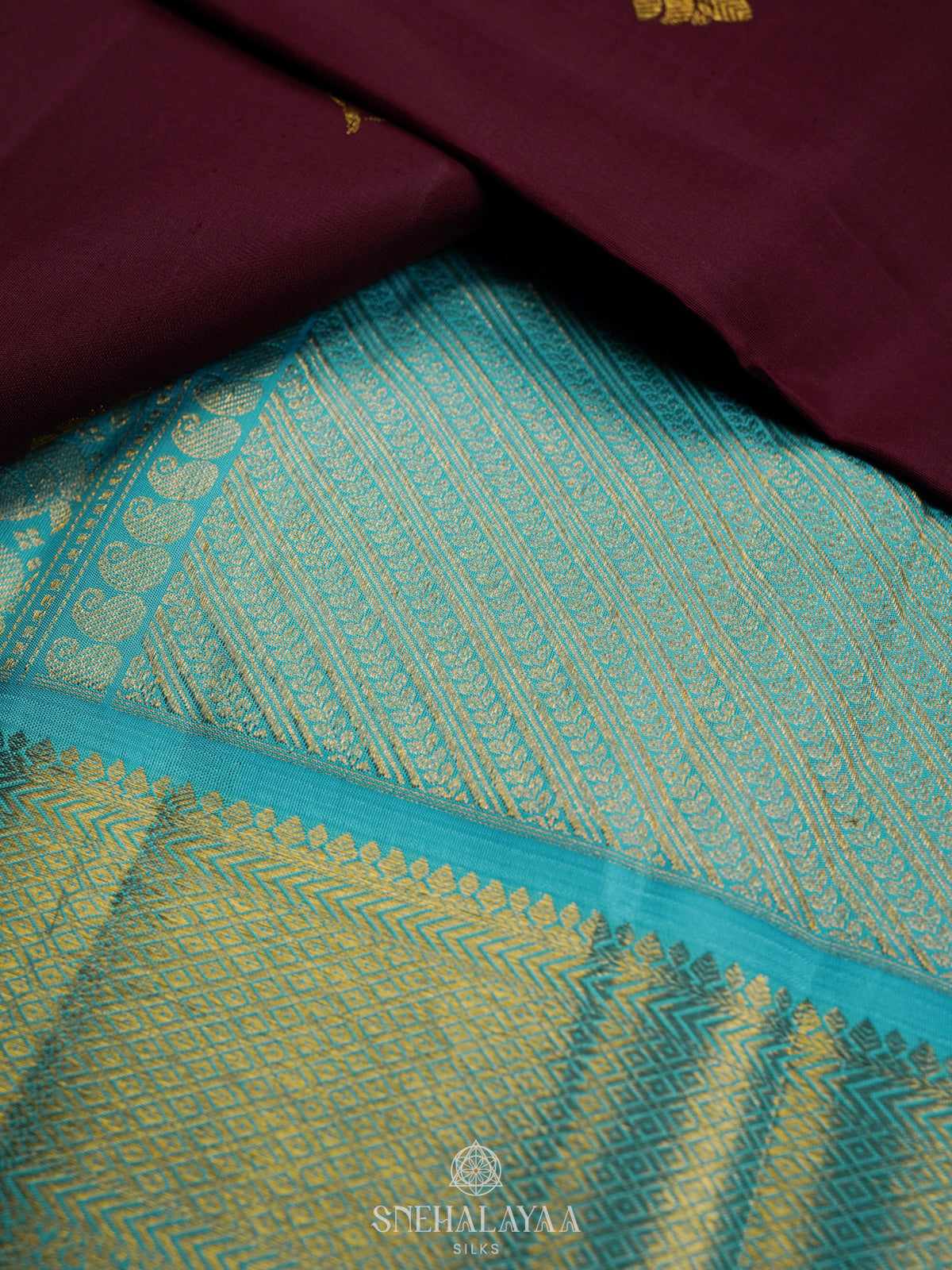 Burgundy Kanjivaram Silk Saree