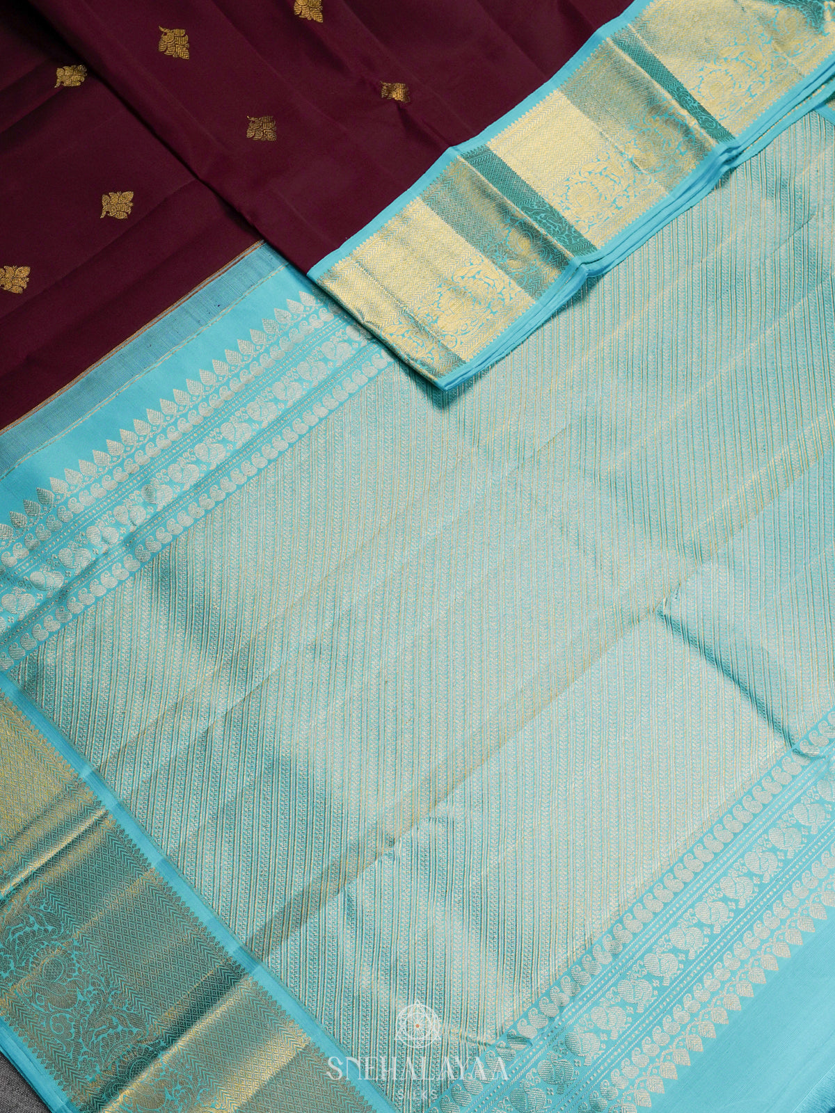 Burgundy Kanjivaram Silk Saree