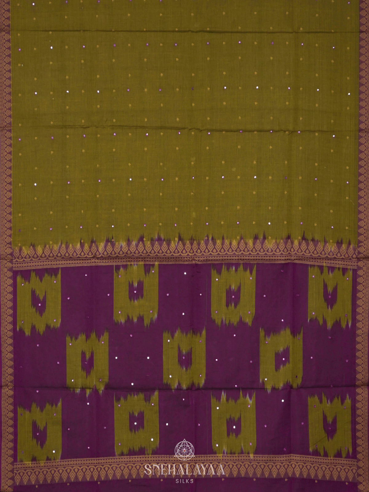 Olive Green Silk Cotton Saree