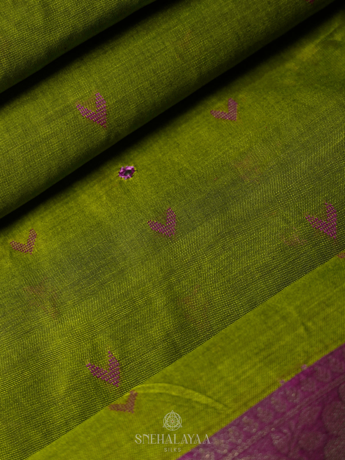 Lime Green Silk Cotton Saree