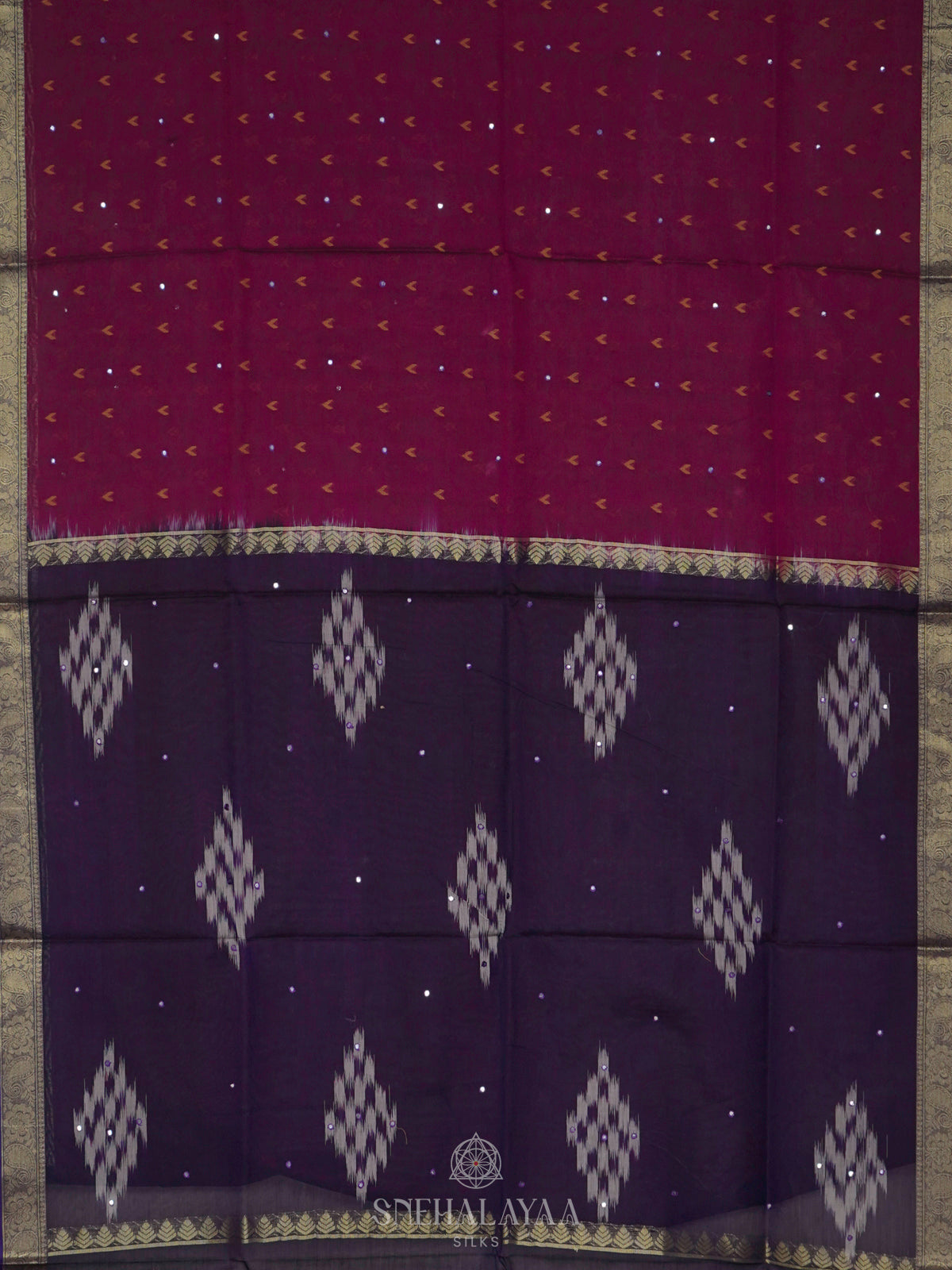 Wine Red Silk Cotton Saree