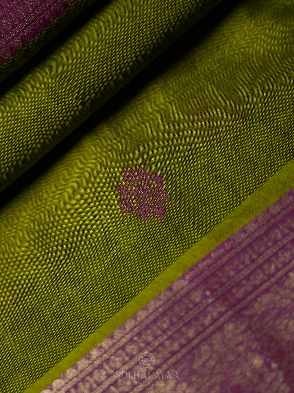 Lime Green Silk Cotton Saree