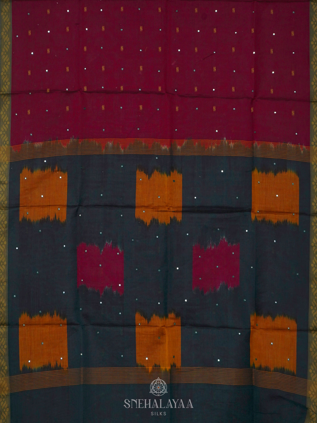 Wine Red Silk Cotton Saree