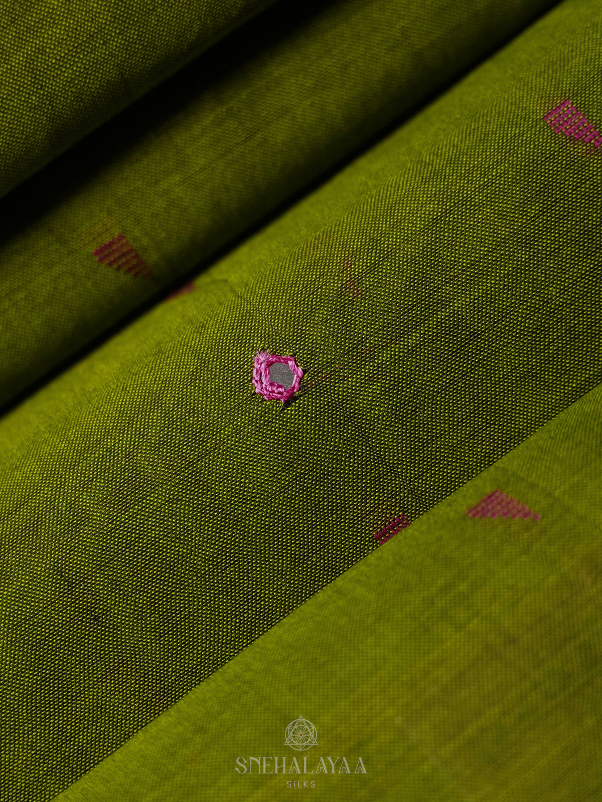 Lime Green Silk Cotton Saree