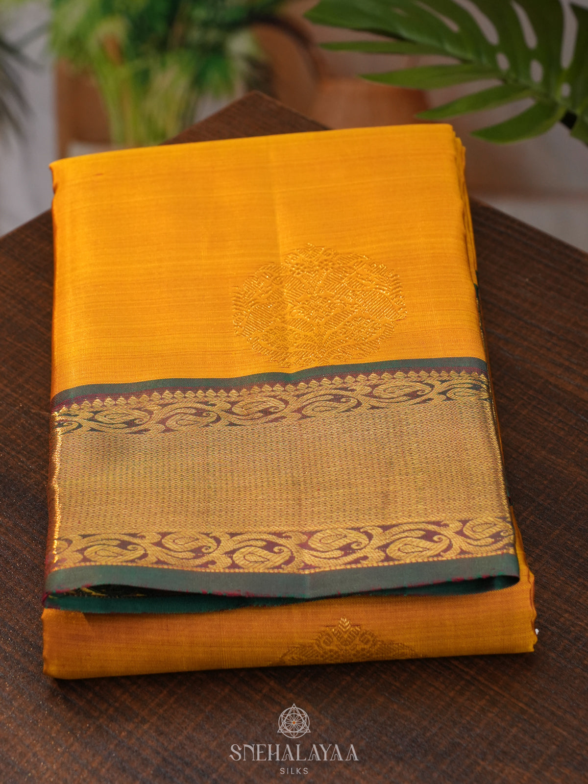 Mustard Yellow Kanjivaram Silk Saree