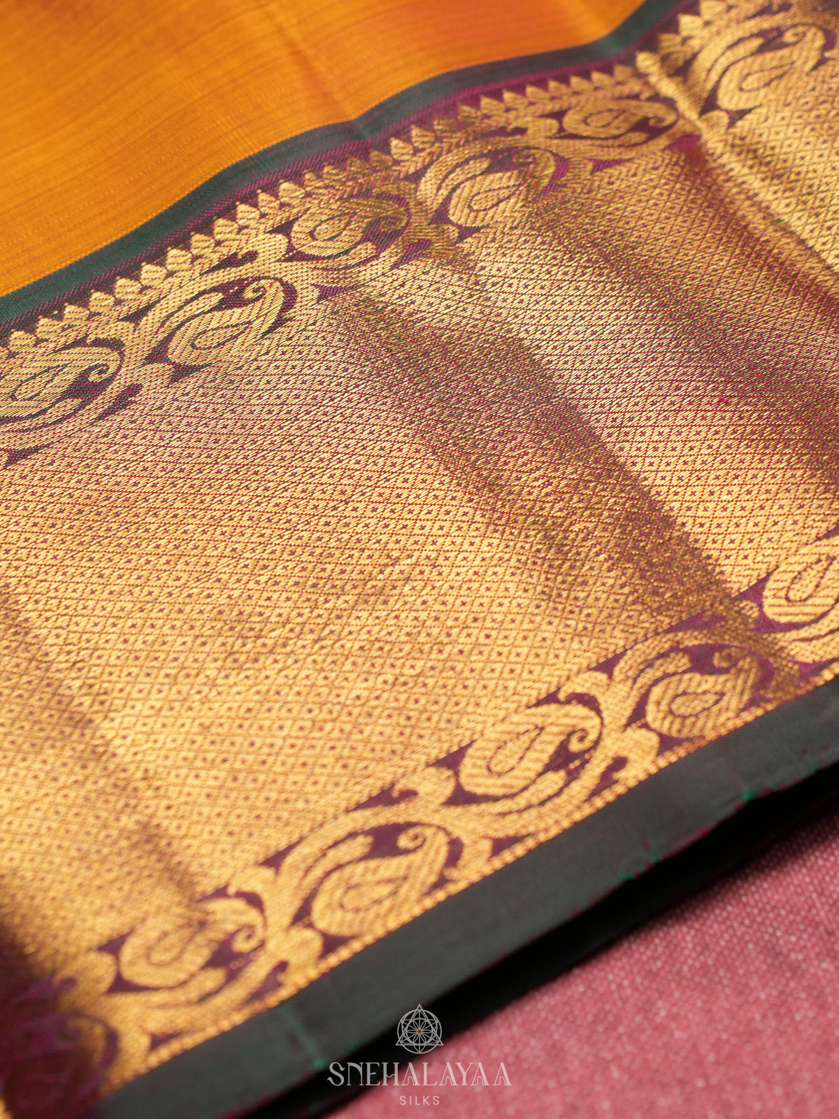 Mustard Yellow Kanjivaram Silk Saree