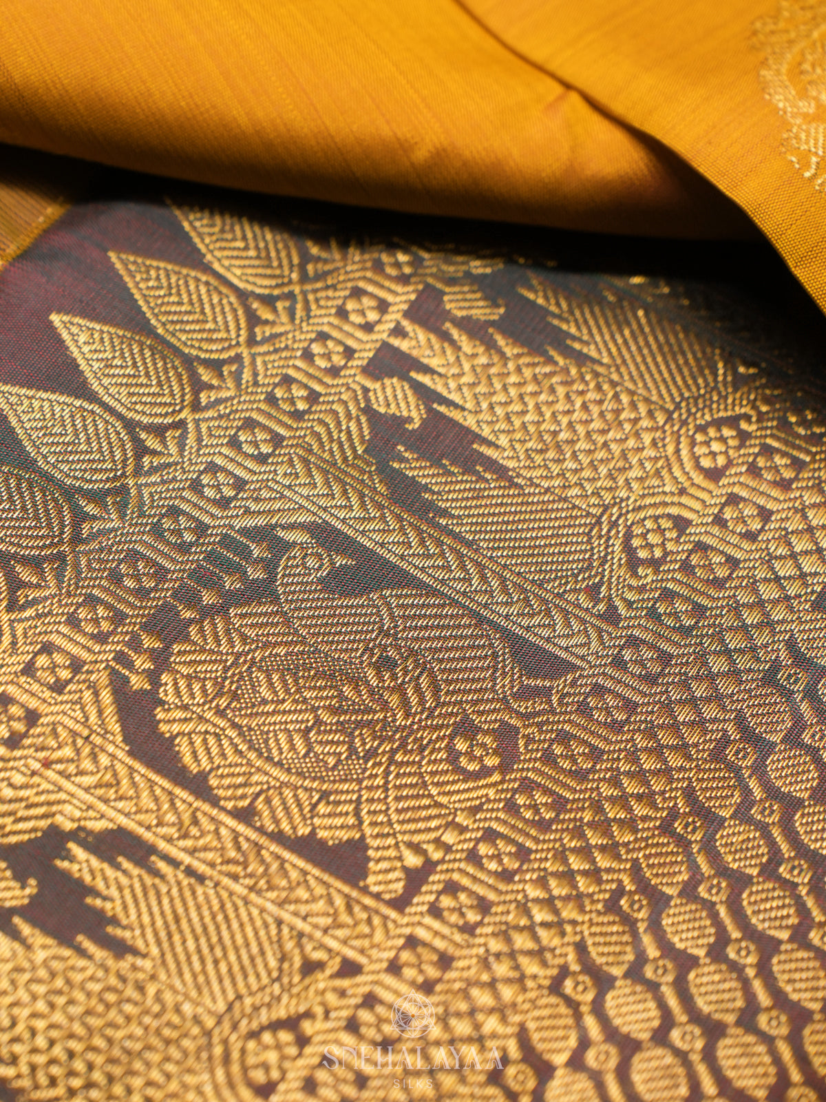 Mustard Yellow Kanjivaram Silk Saree