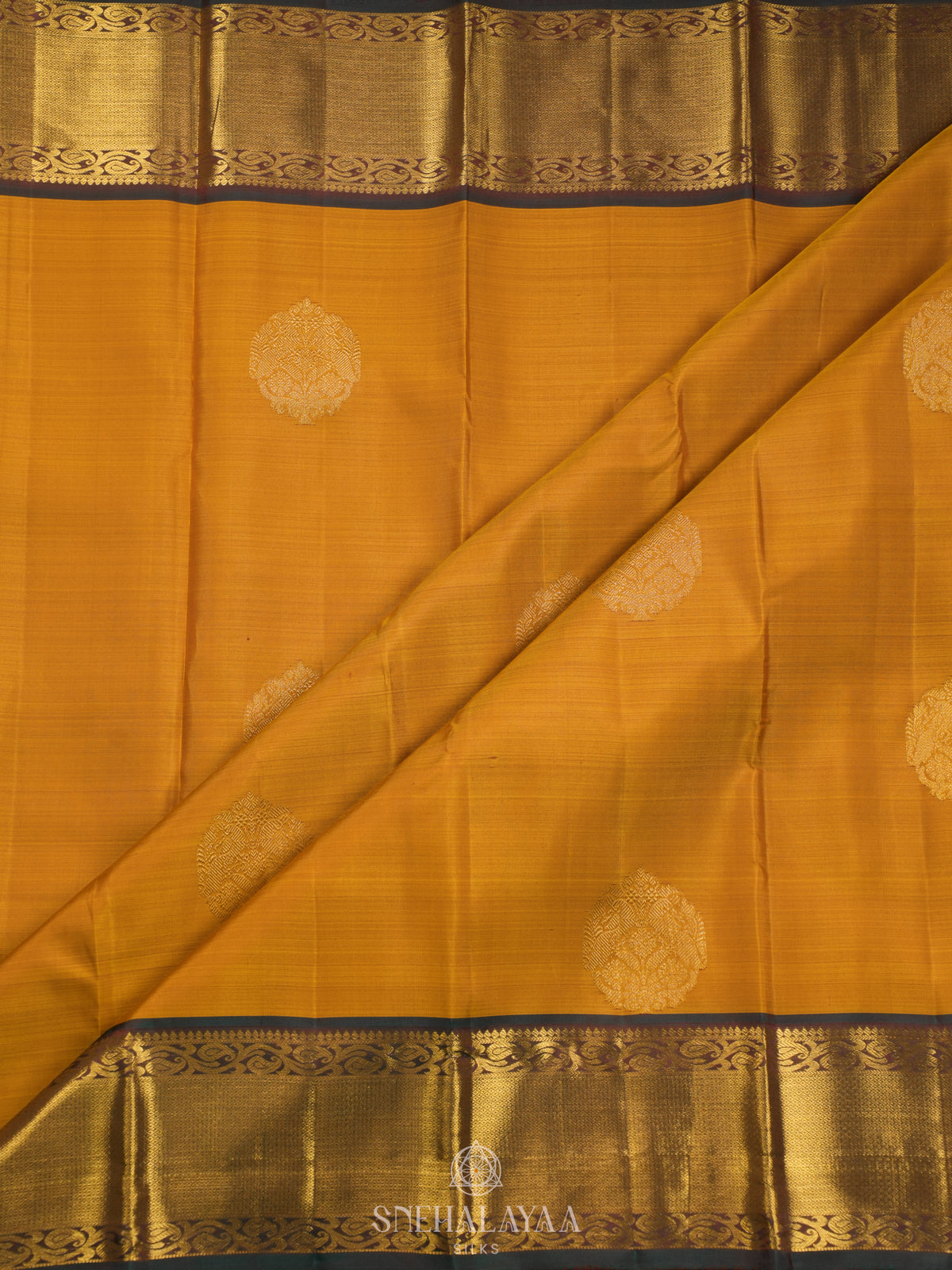 Mustard Yellow Kanjivaram Silk Saree