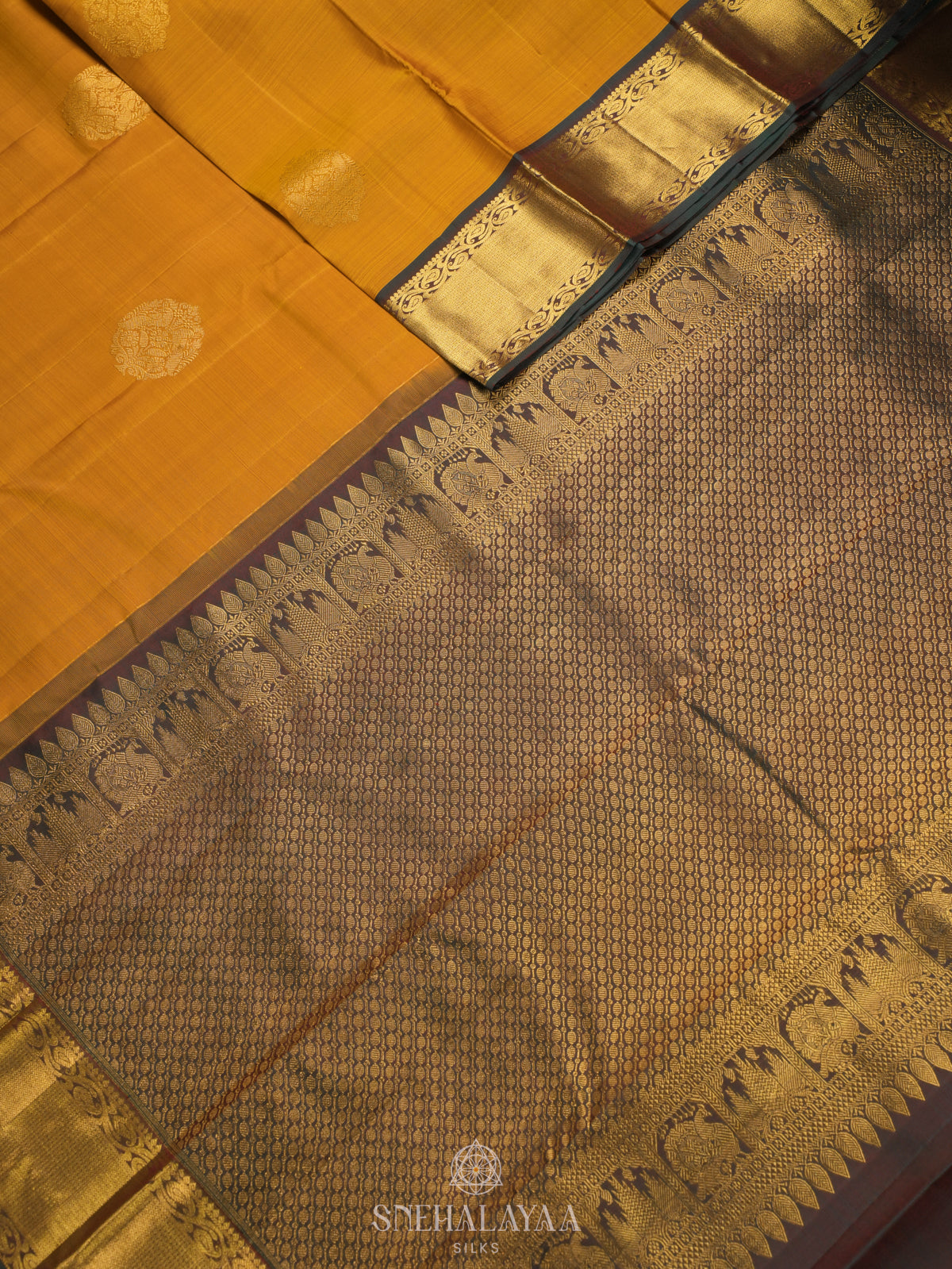 Mustard Yellow Kanjivaram Silk Saree