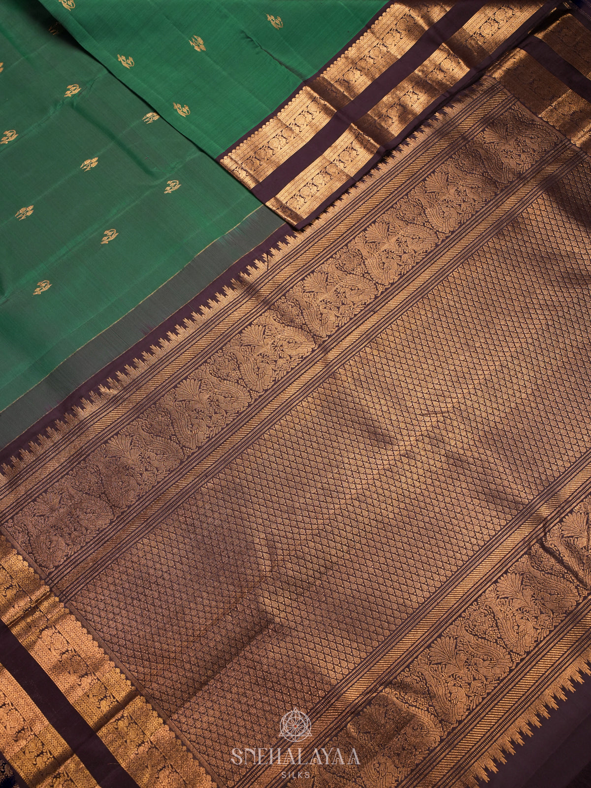 Forest Green Kanjivaram Silk Saree