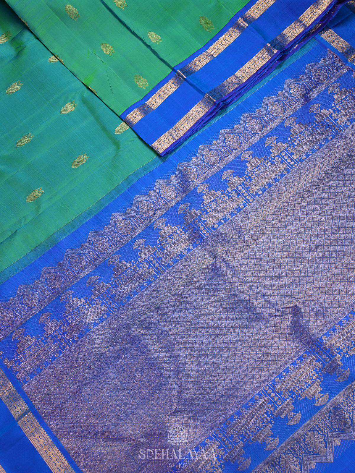 Teal Green Kanjivaram Silk Saree