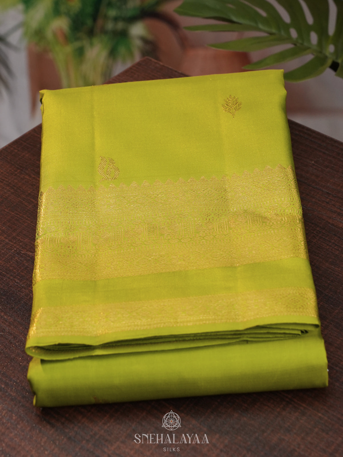 Lime Green Kanjivaram Silk Saree
