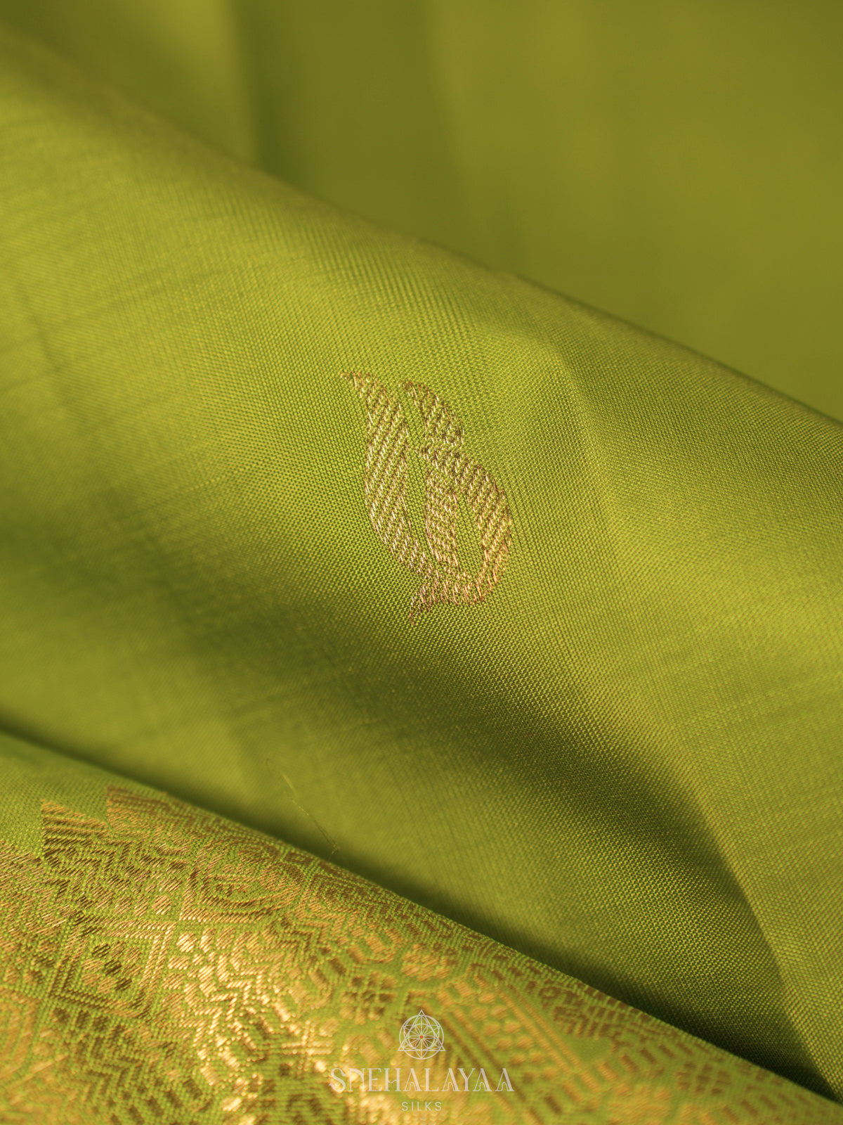 Lime Green Kanjivaram Silk Saree