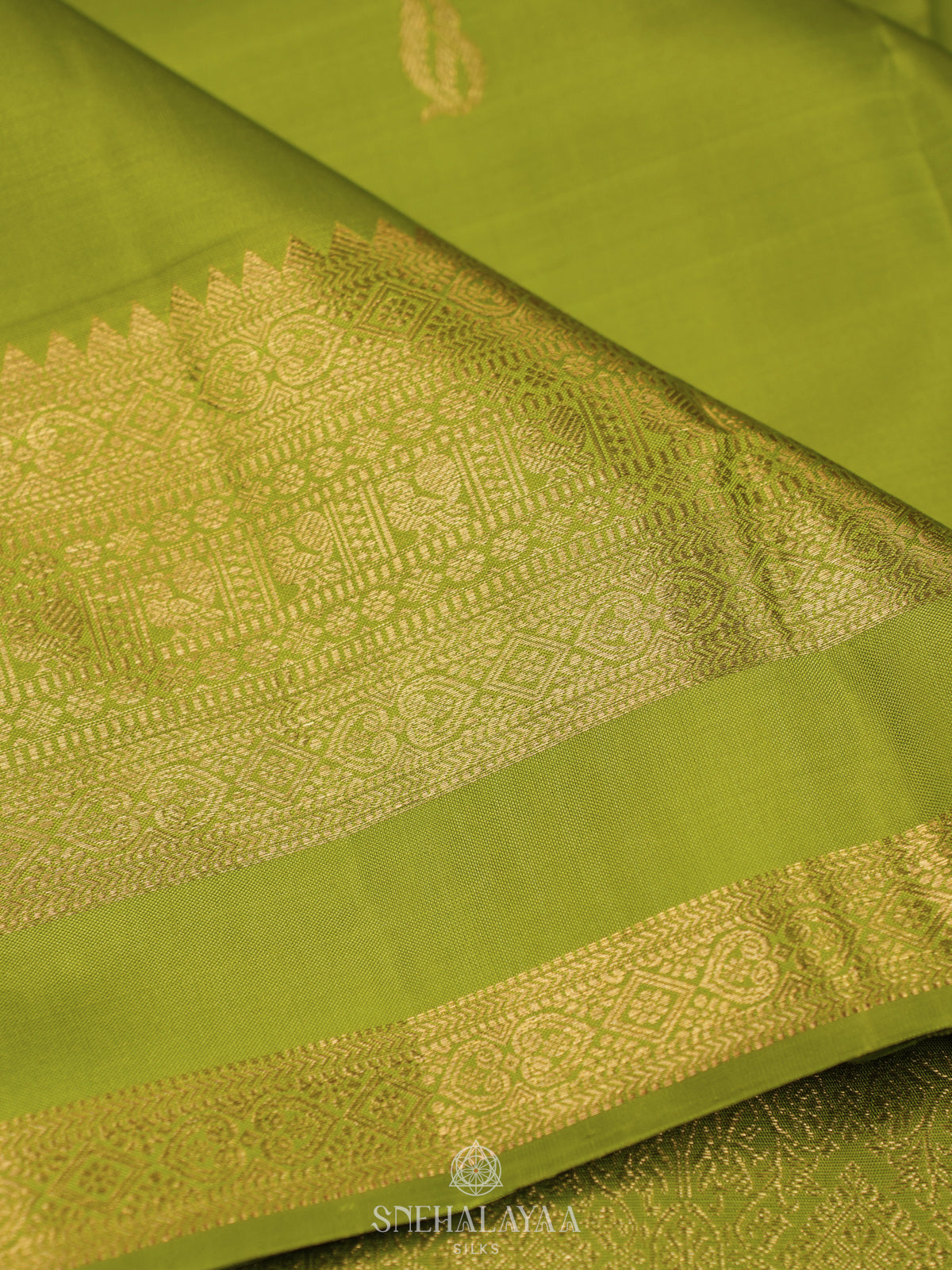 Lime Green Kanjivaram Silk Saree