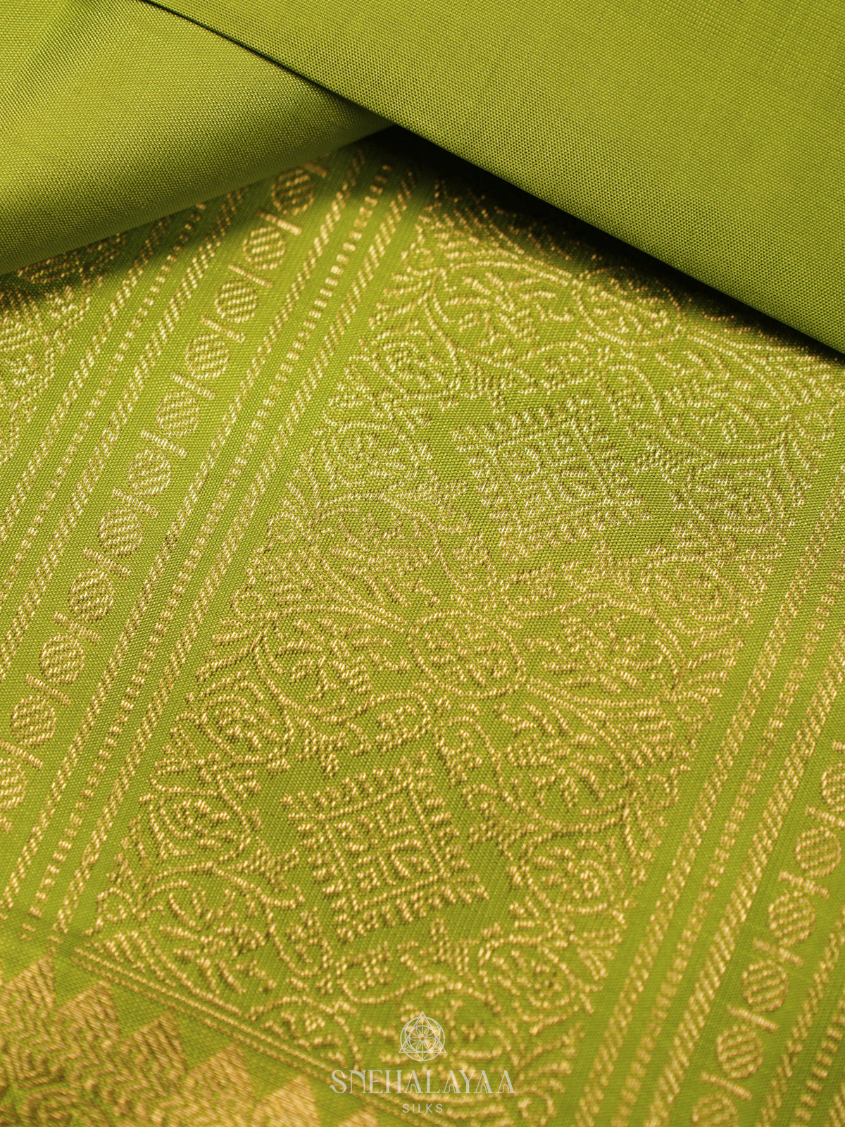 Lime Green Kanjivaram Silk Saree
