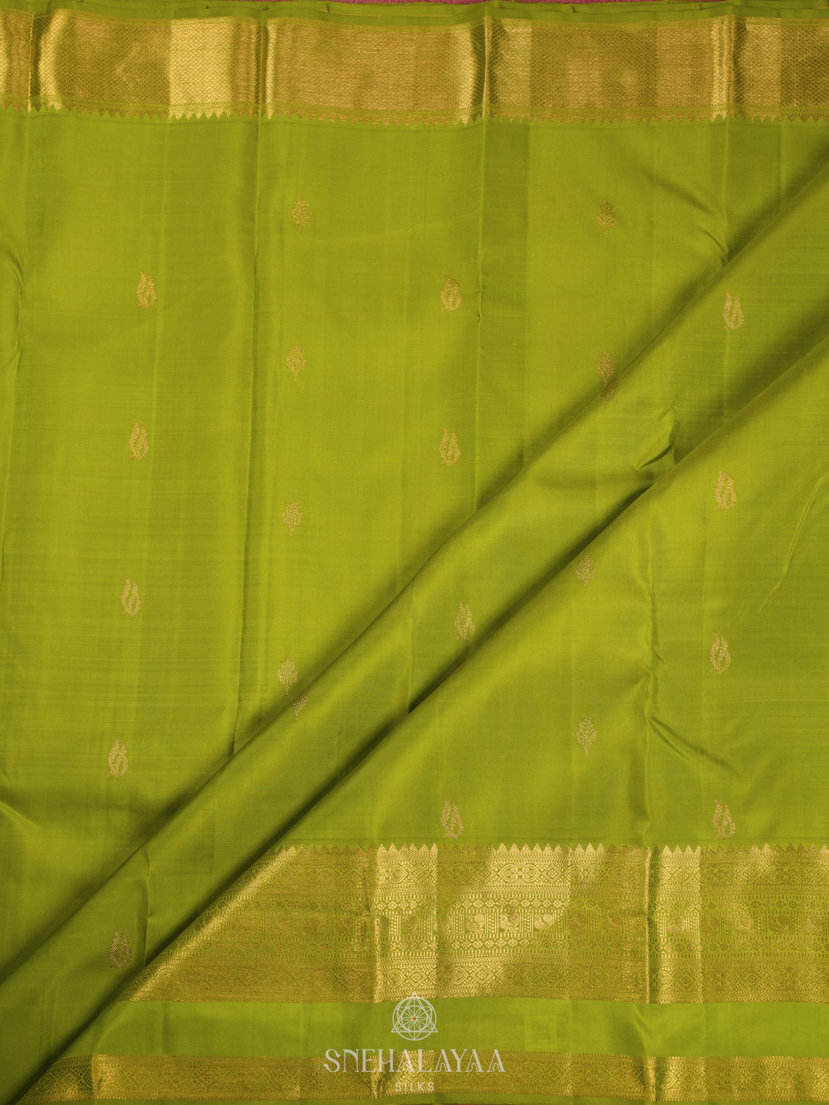 Lime Green Kanjivaram Silk Saree