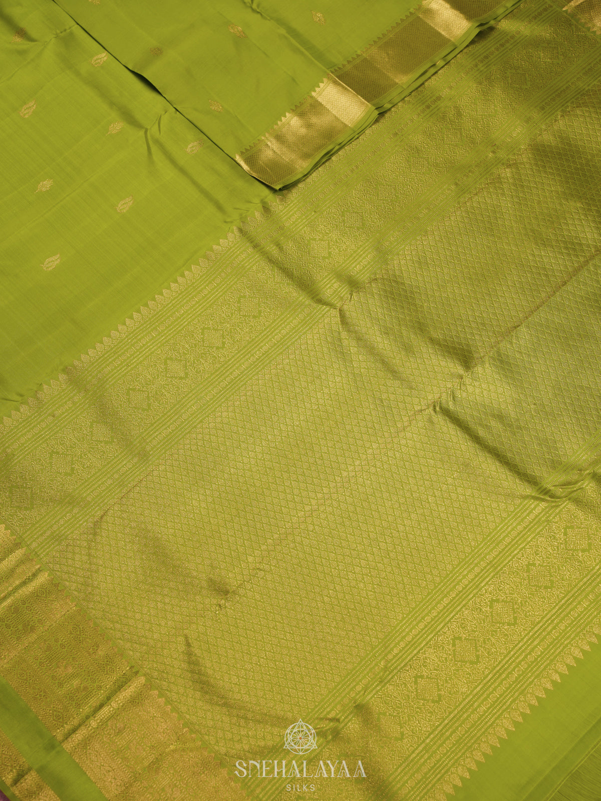 Lime Green Kanjivaram Silk Saree