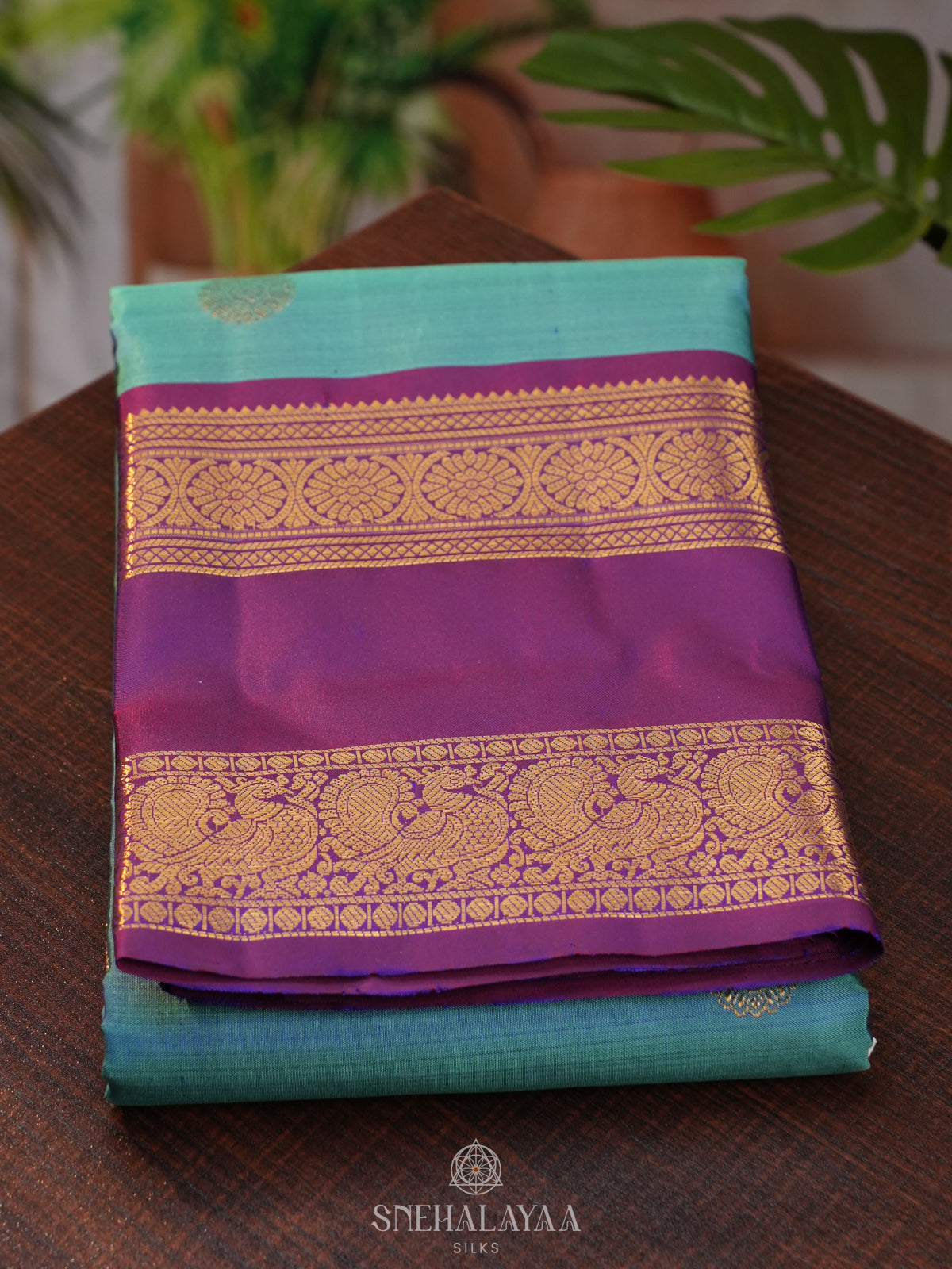 Peacock Blue Kanjivaram Silk Saree