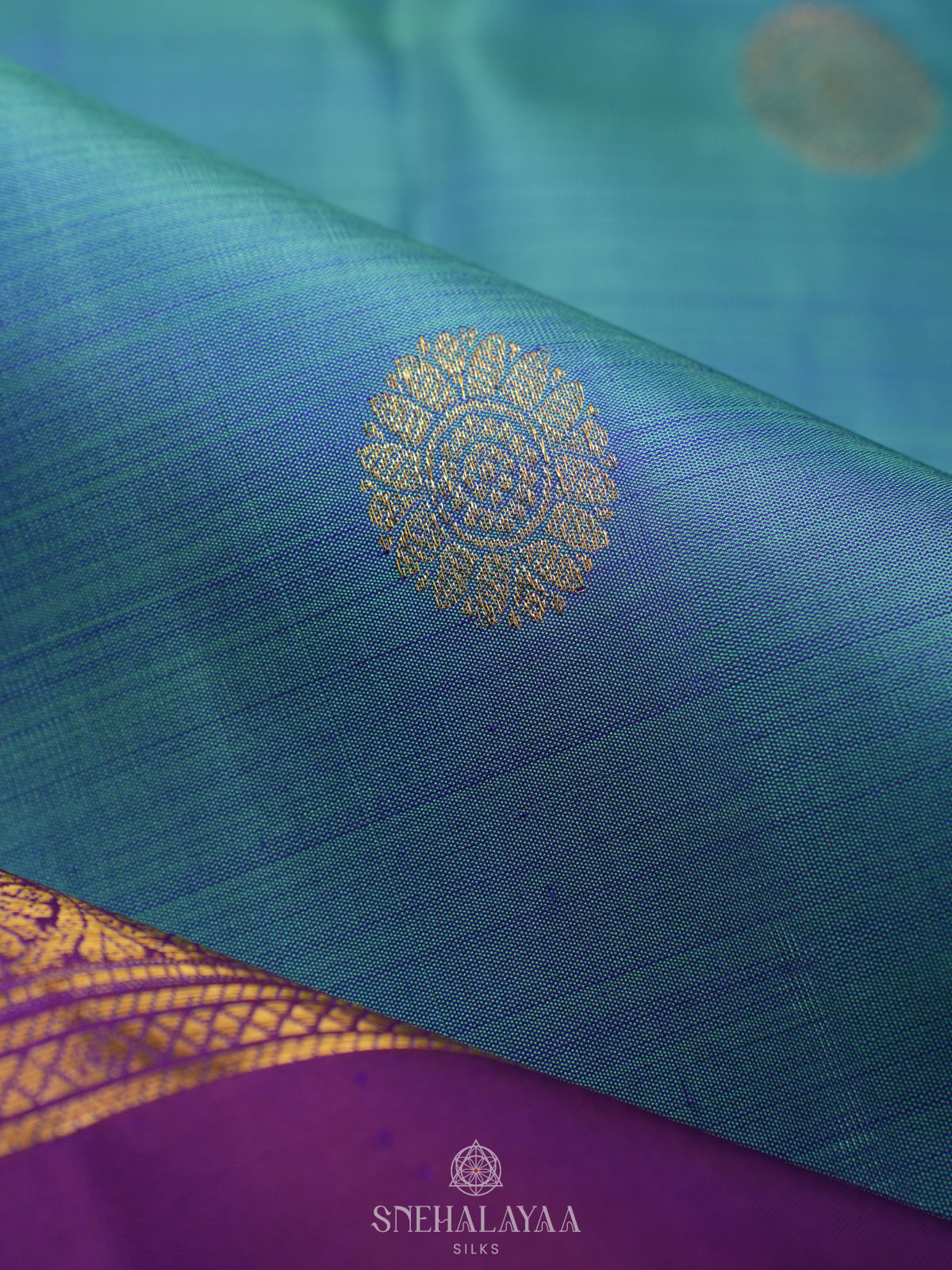 Peacock Blue Kanjivaram Silk Saree