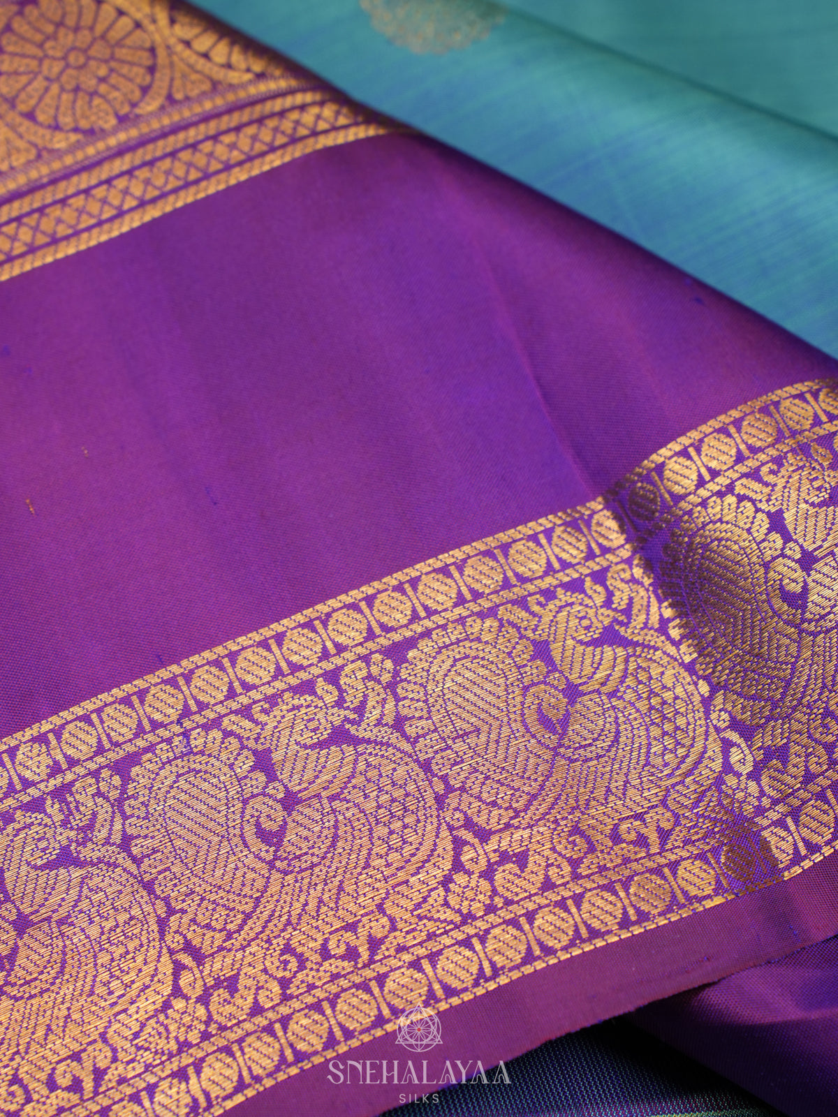 Peacock Blue Kanjivaram Silk Saree