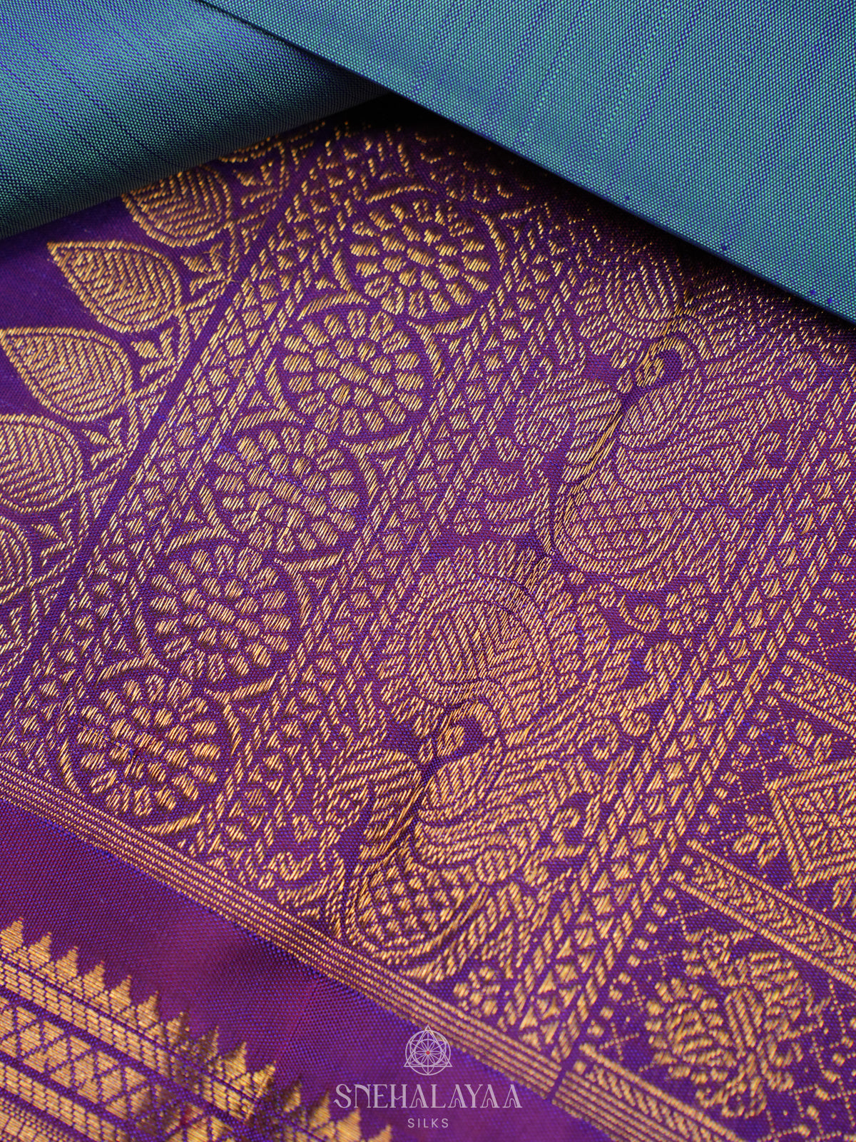 Peacock Blue Kanjivaram Silk Saree