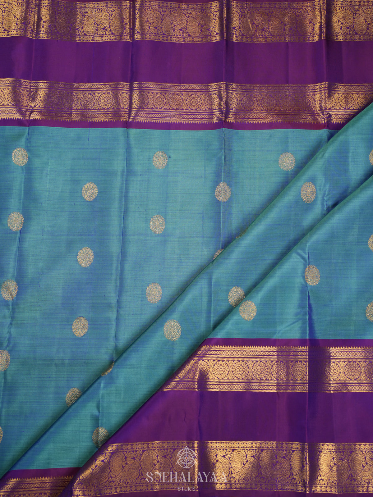 Peacock Blue Kanjivaram Silk Saree