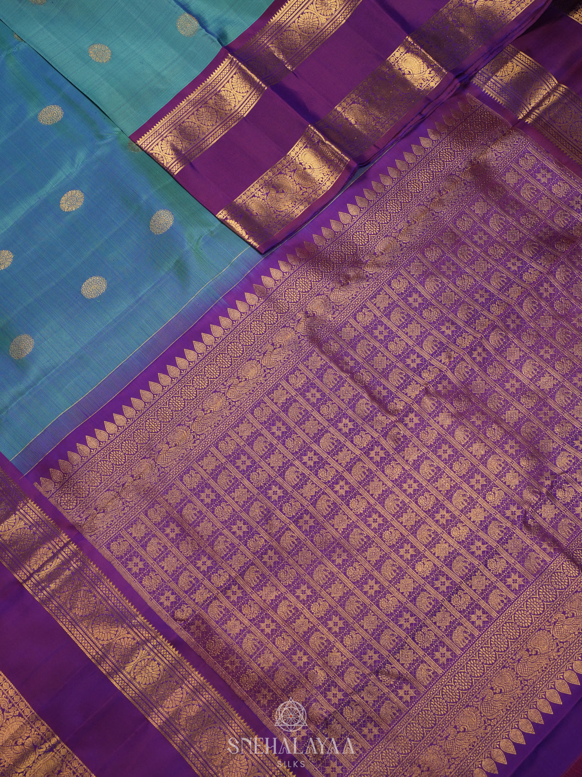 Peacock Blue Kanjivaram Silk Saree