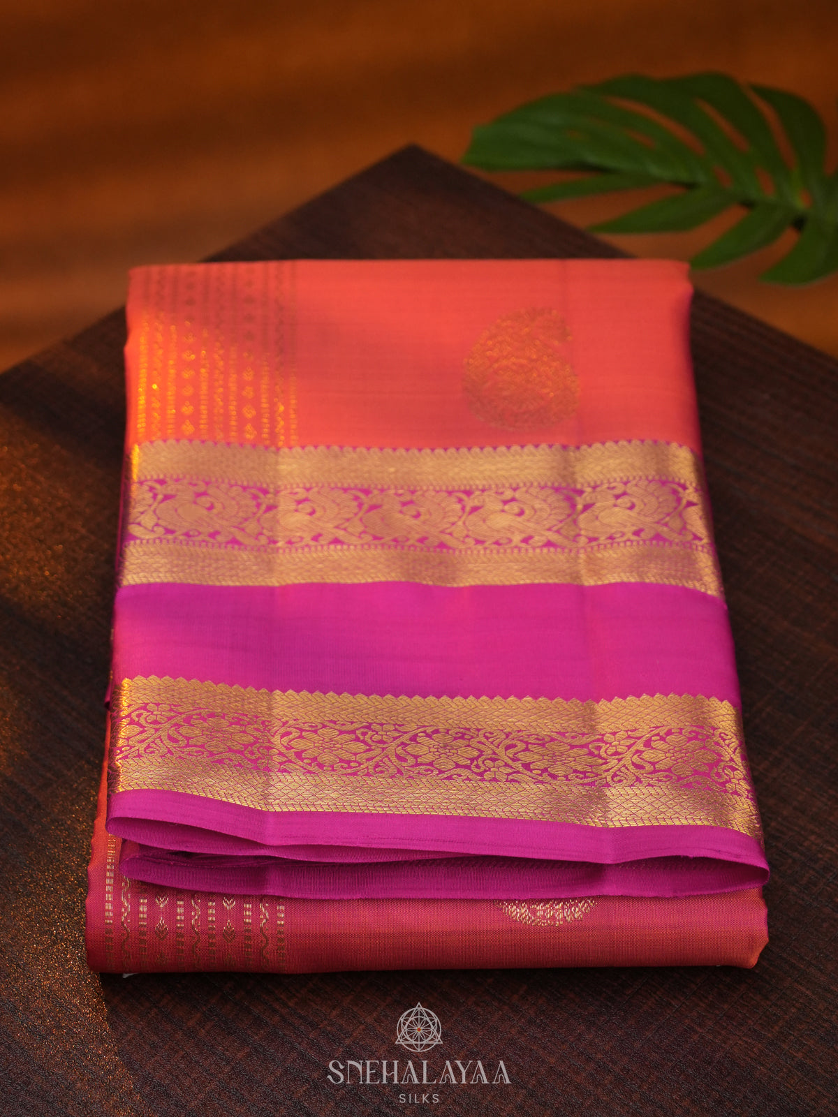 Peach Kanjivaram Silk Saree