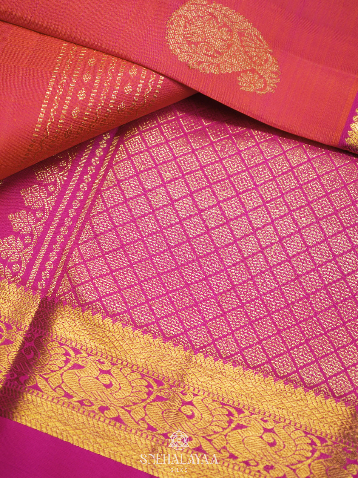Peach Kanjivaram Silk Saree