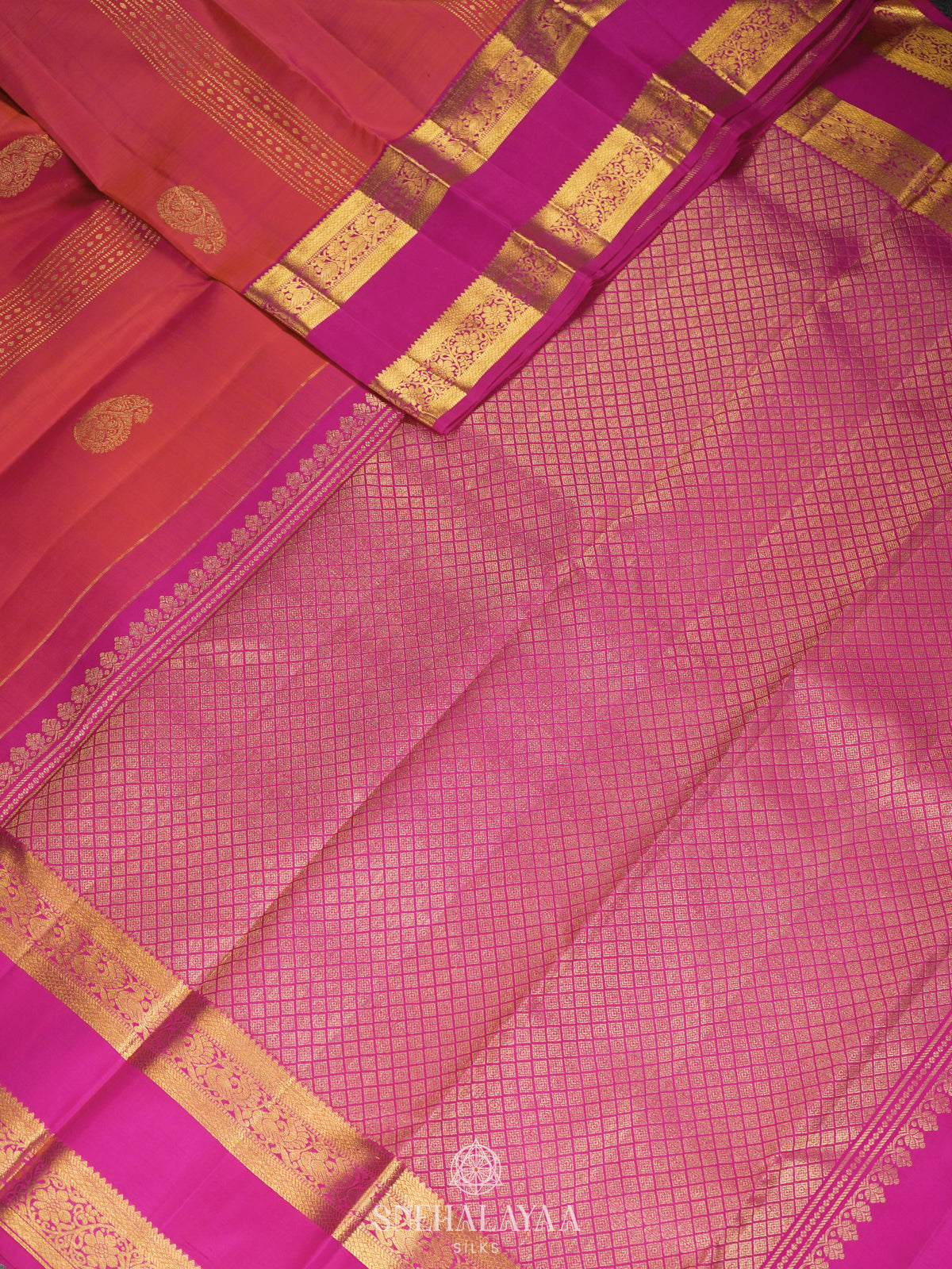 Peach Kanjivaram Silk Saree