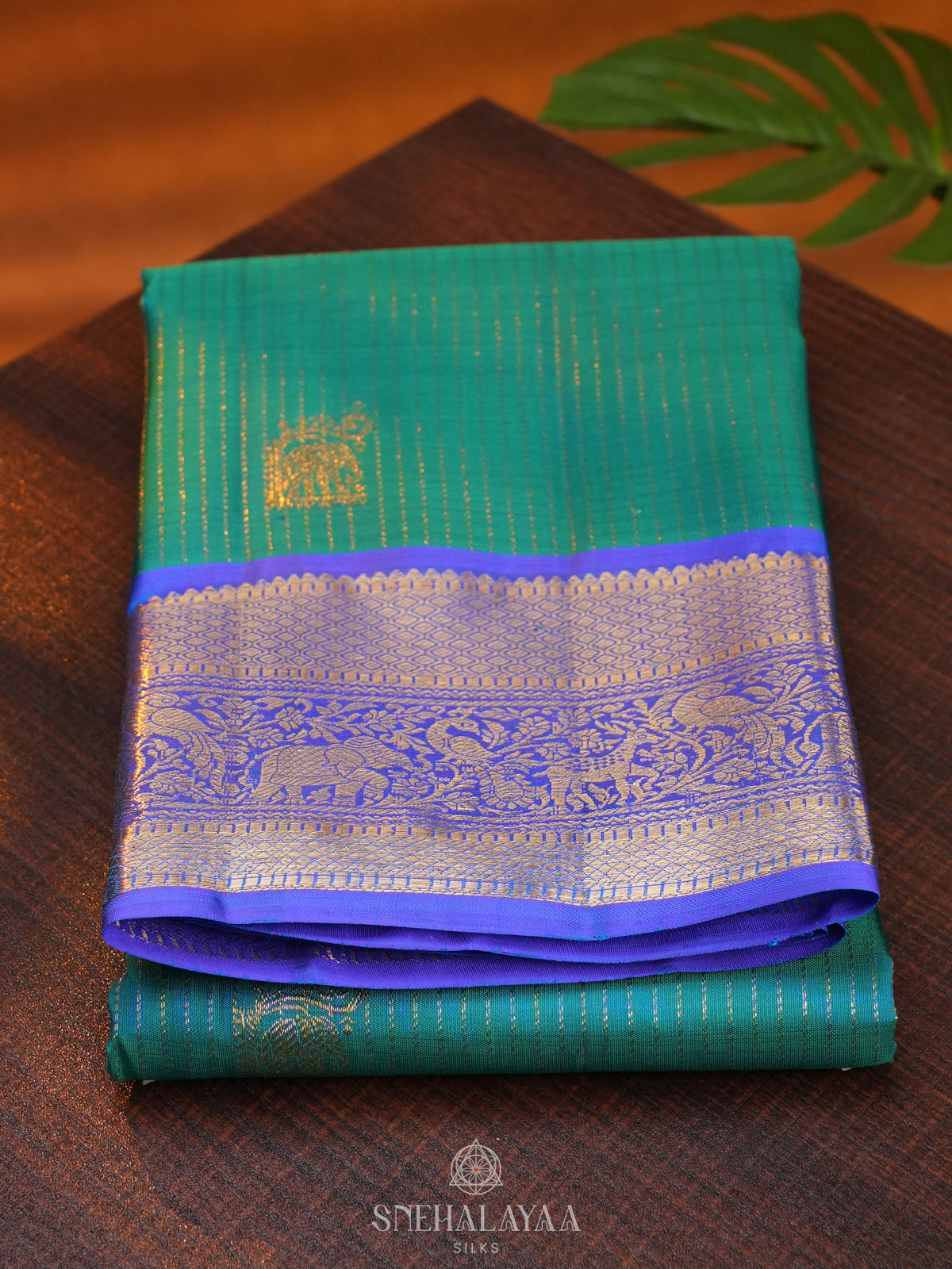 Teal Green Kanjivaram Silk Saree
