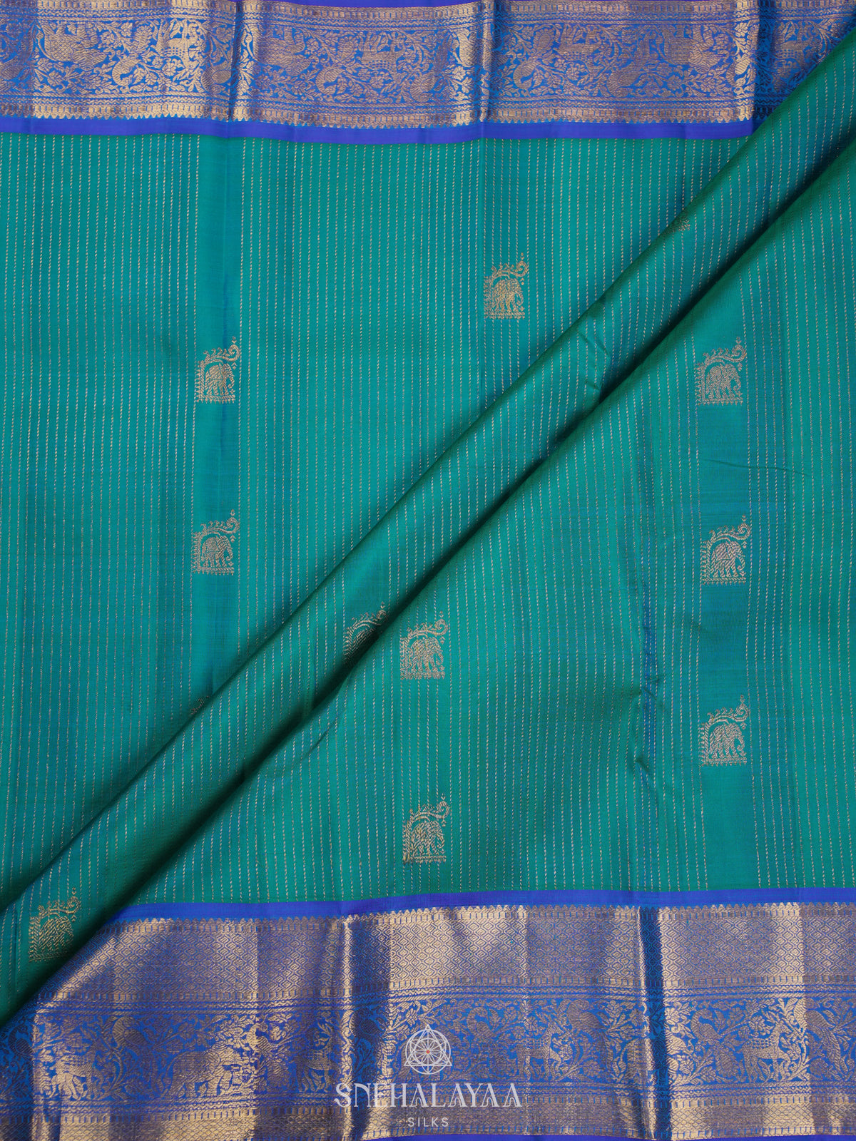 Teal Green Kanjivaram Silk Saree